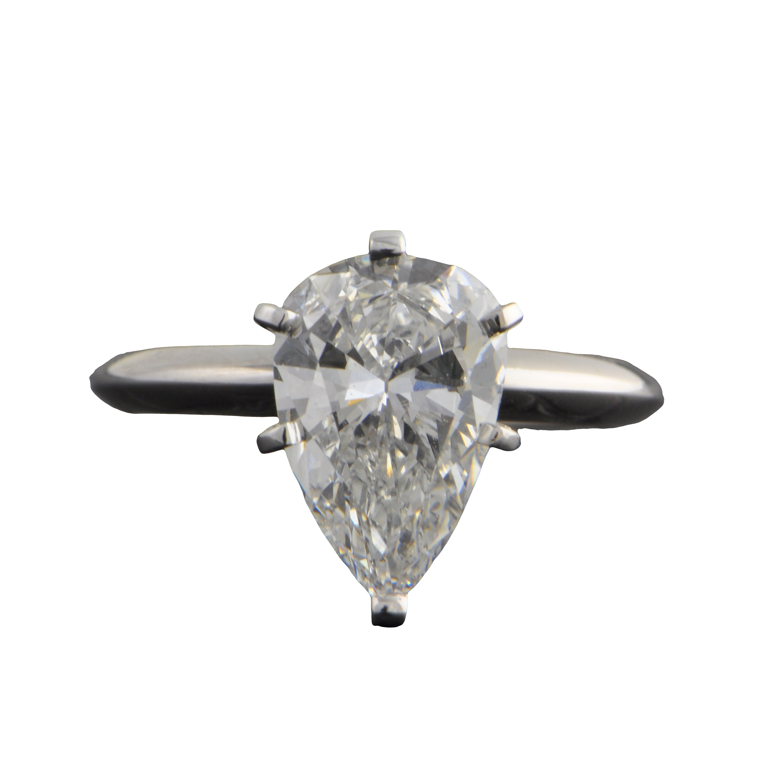 2.11 ct. E - VS2 Pear Cut Diamond Engagement Ring in White Gold