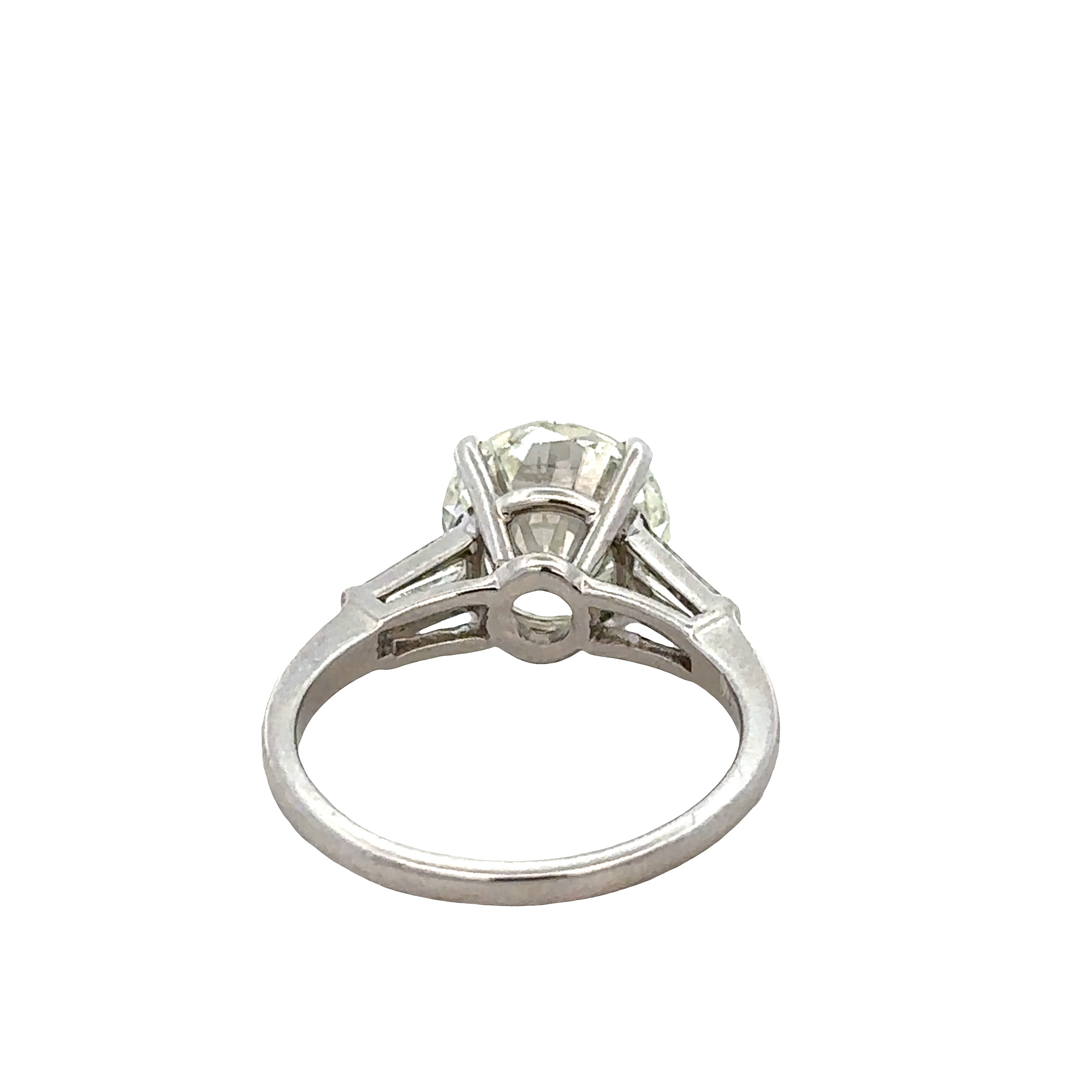 Platinum Diamond Engagement Ring with Tapered Baguette Accents