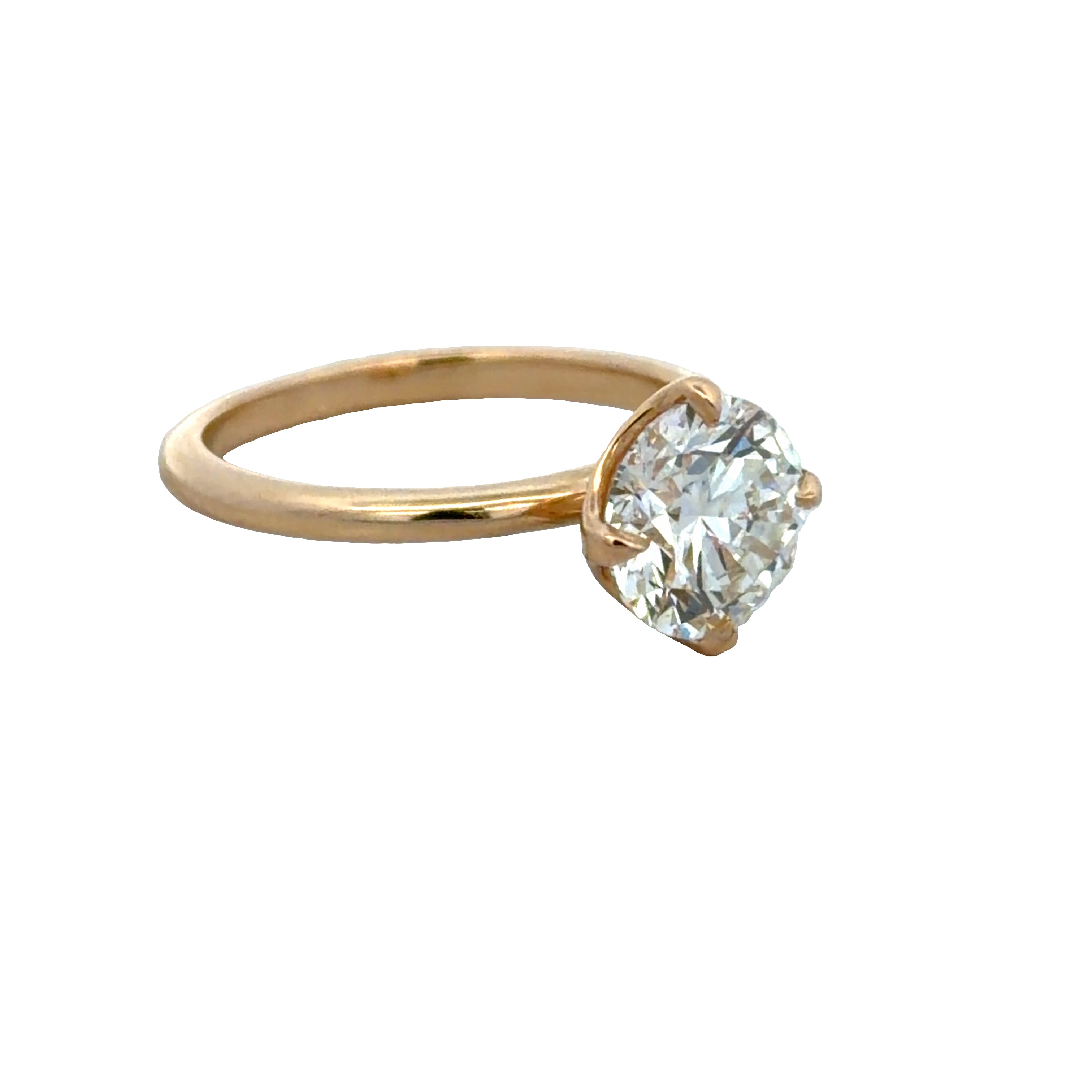 18k Yellow Gold GIA 2.10 CT Round Brilliant Cut Diamond Solitaire Engagement Ring – Size 6.5