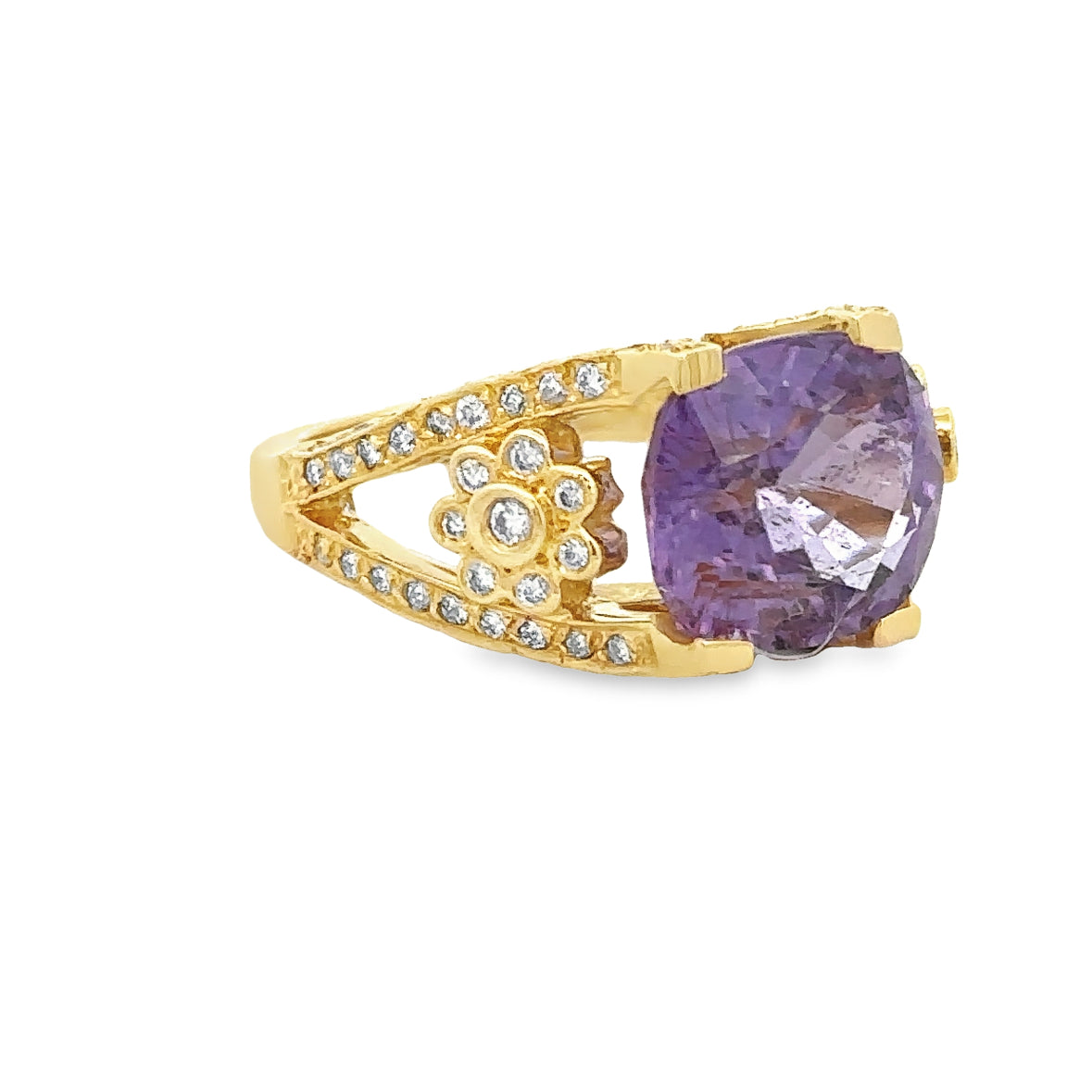 Tourmaline and Diamond Ring in 18k Yellow Gold