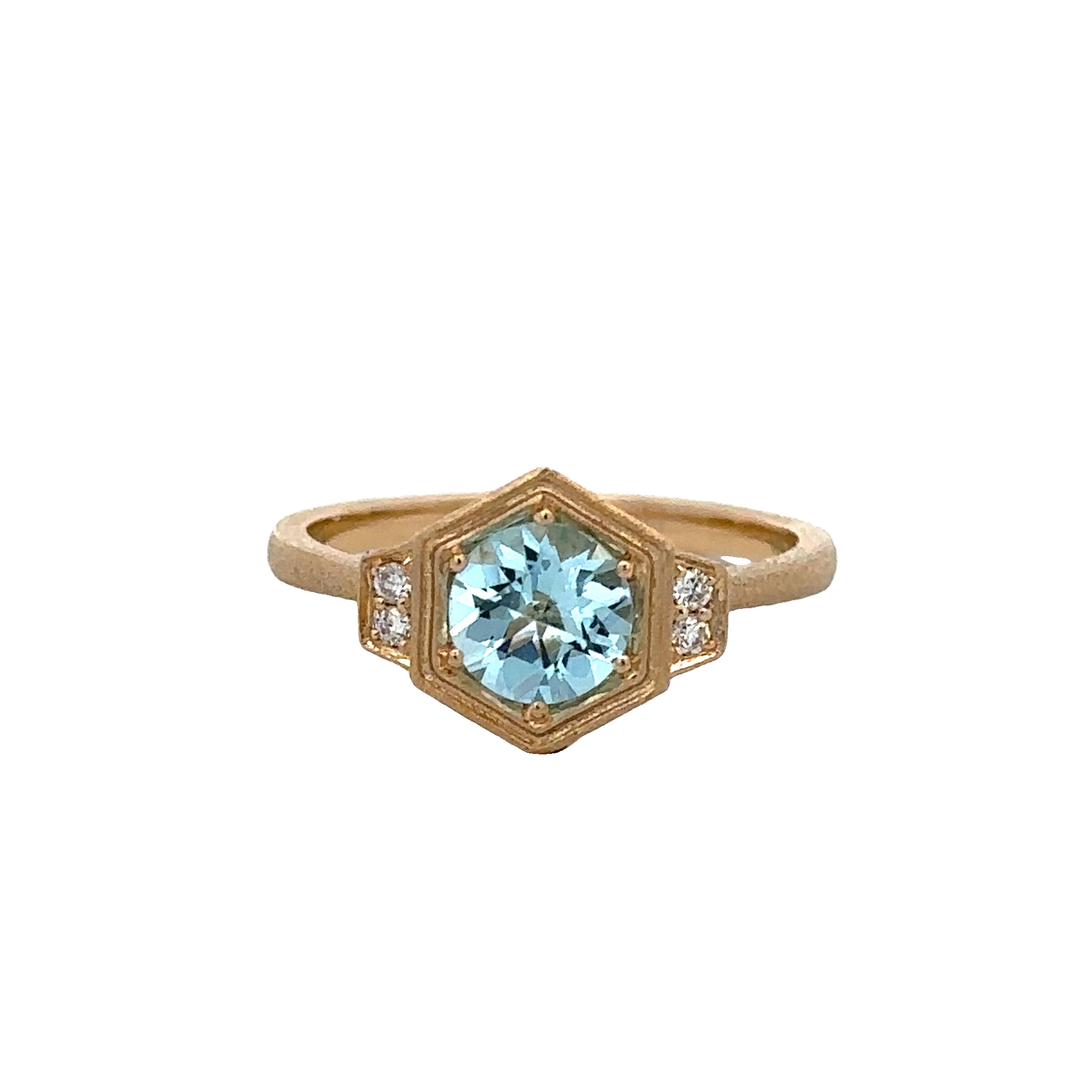 Blue Topaz and Diamond Ring in Yellow Gold