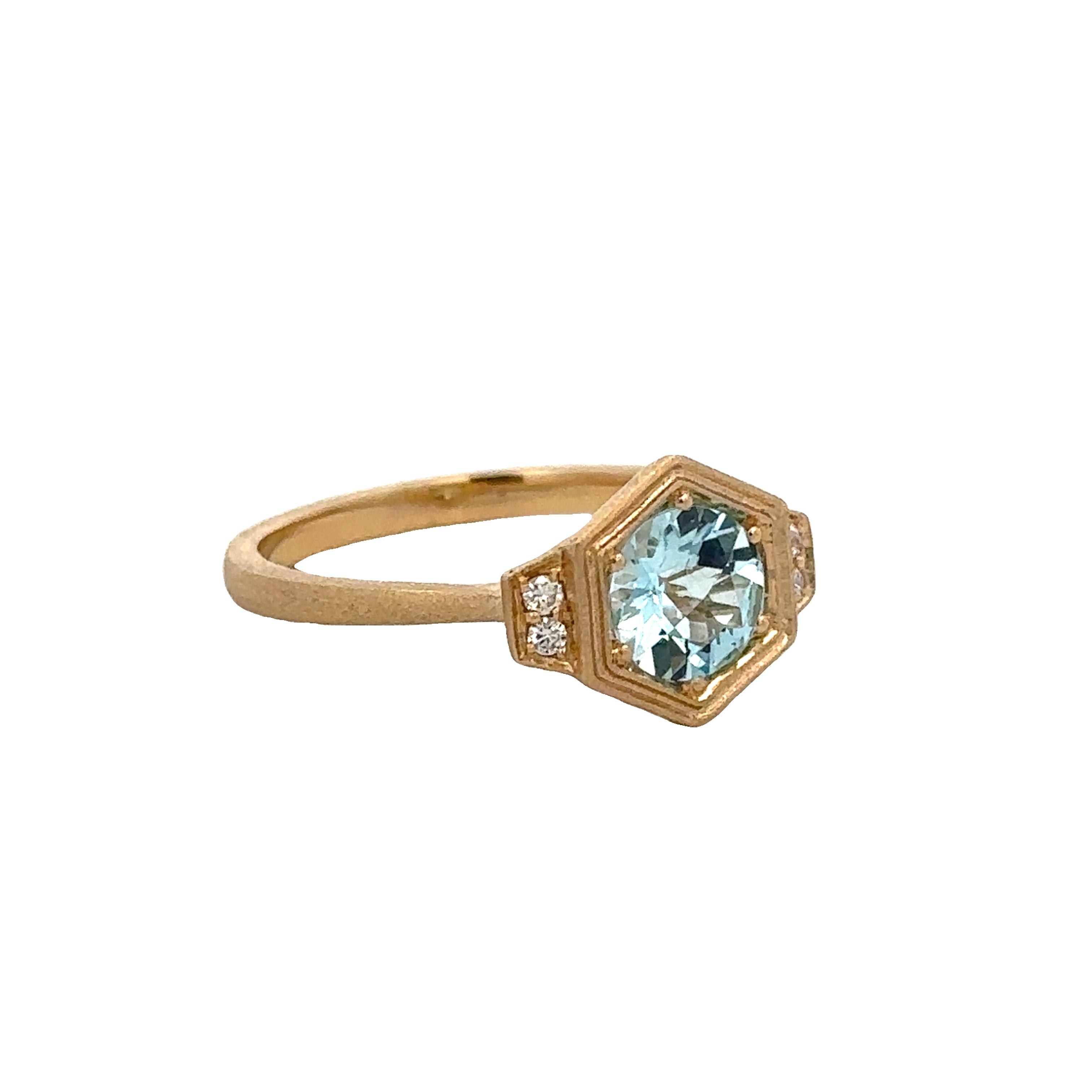 Blue Topaz and Diamond Ring in Yellow Gold