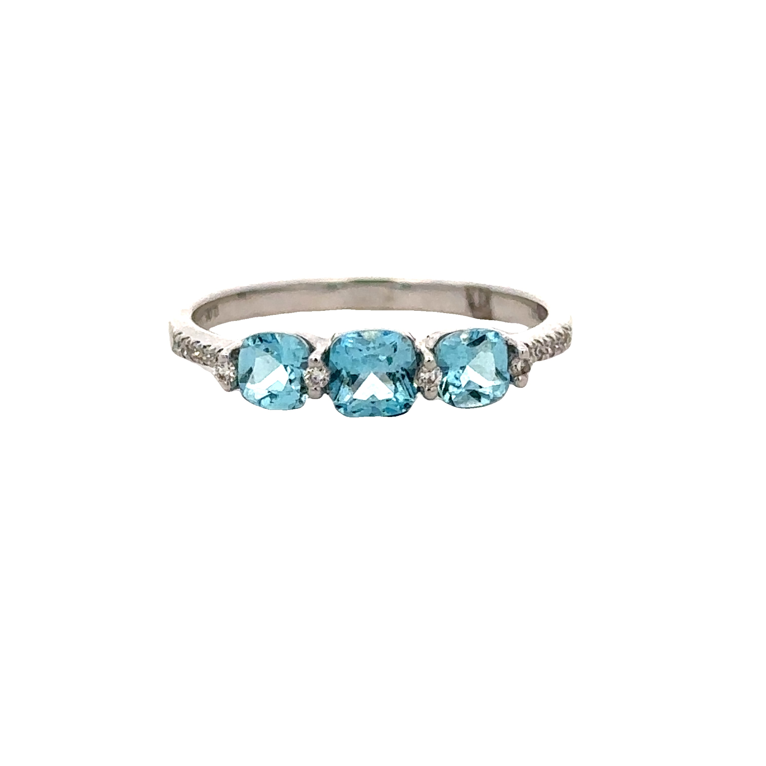 Blue Topaz and Diamond Band Ring in White Gold