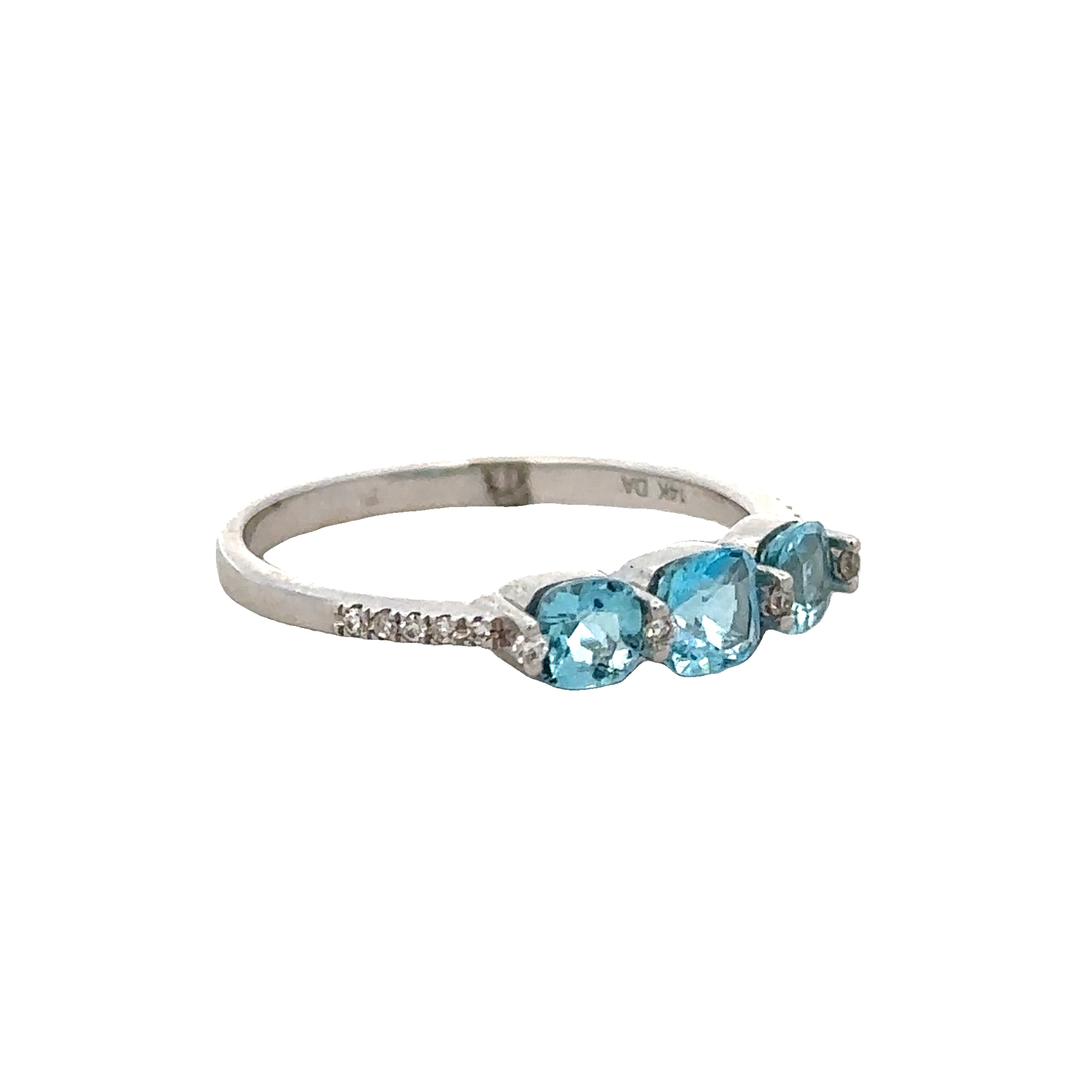 Blue Topaz and Diamond Band Ring in White Gold