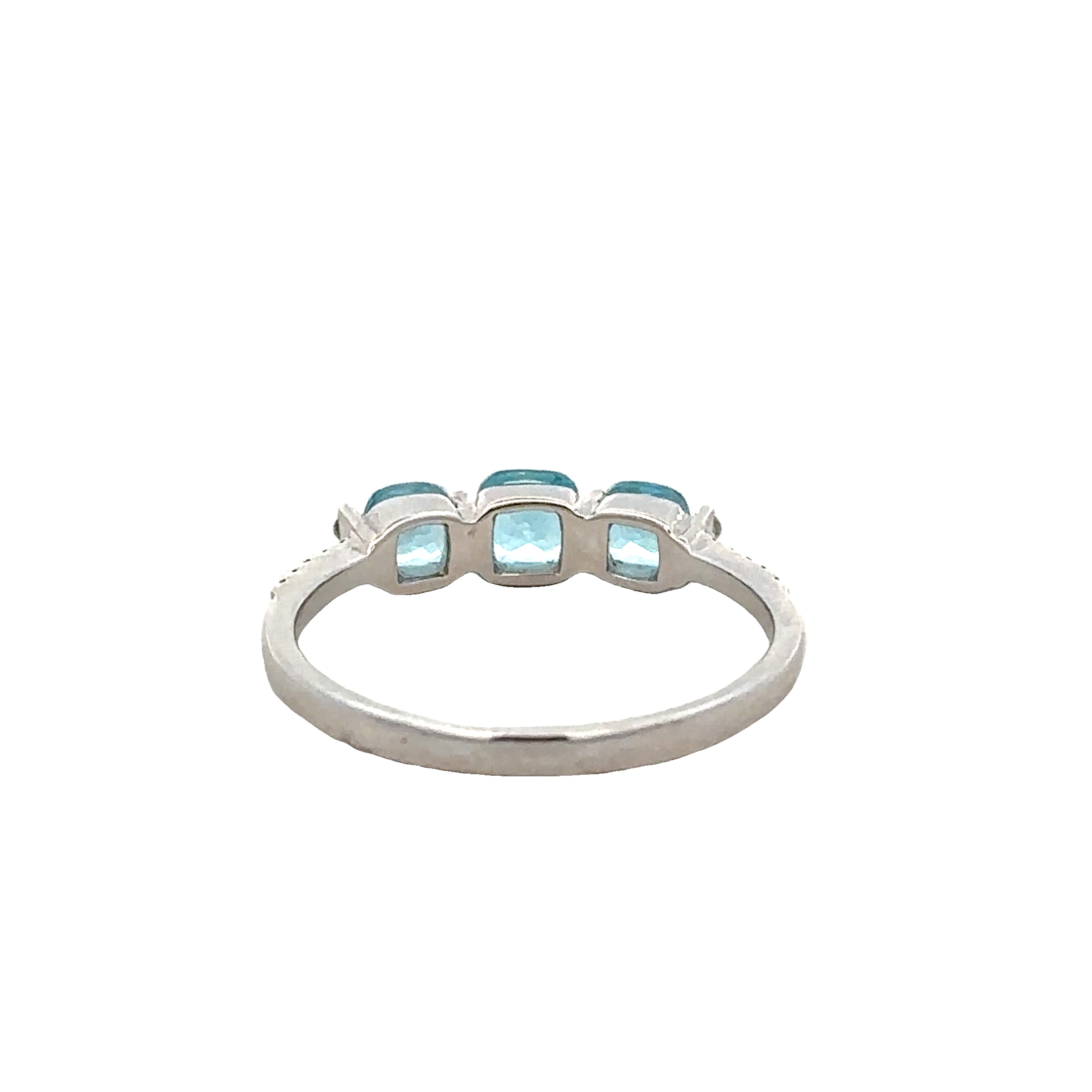 Blue Topaz and Diamond Band Ring in White Gold
