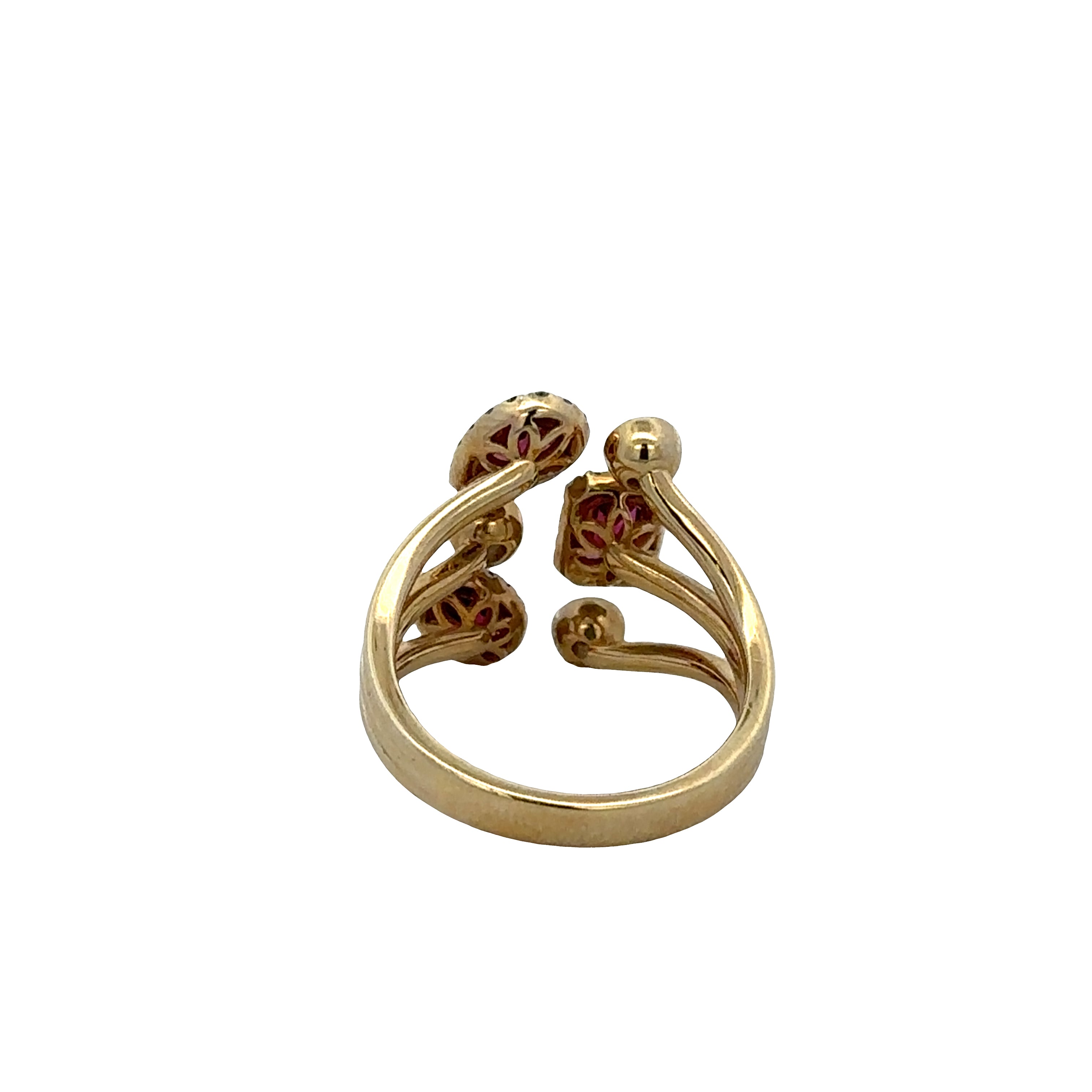 14k Yellow Gold Rubellite & Diamond Bypass Ring – Size 6.5
