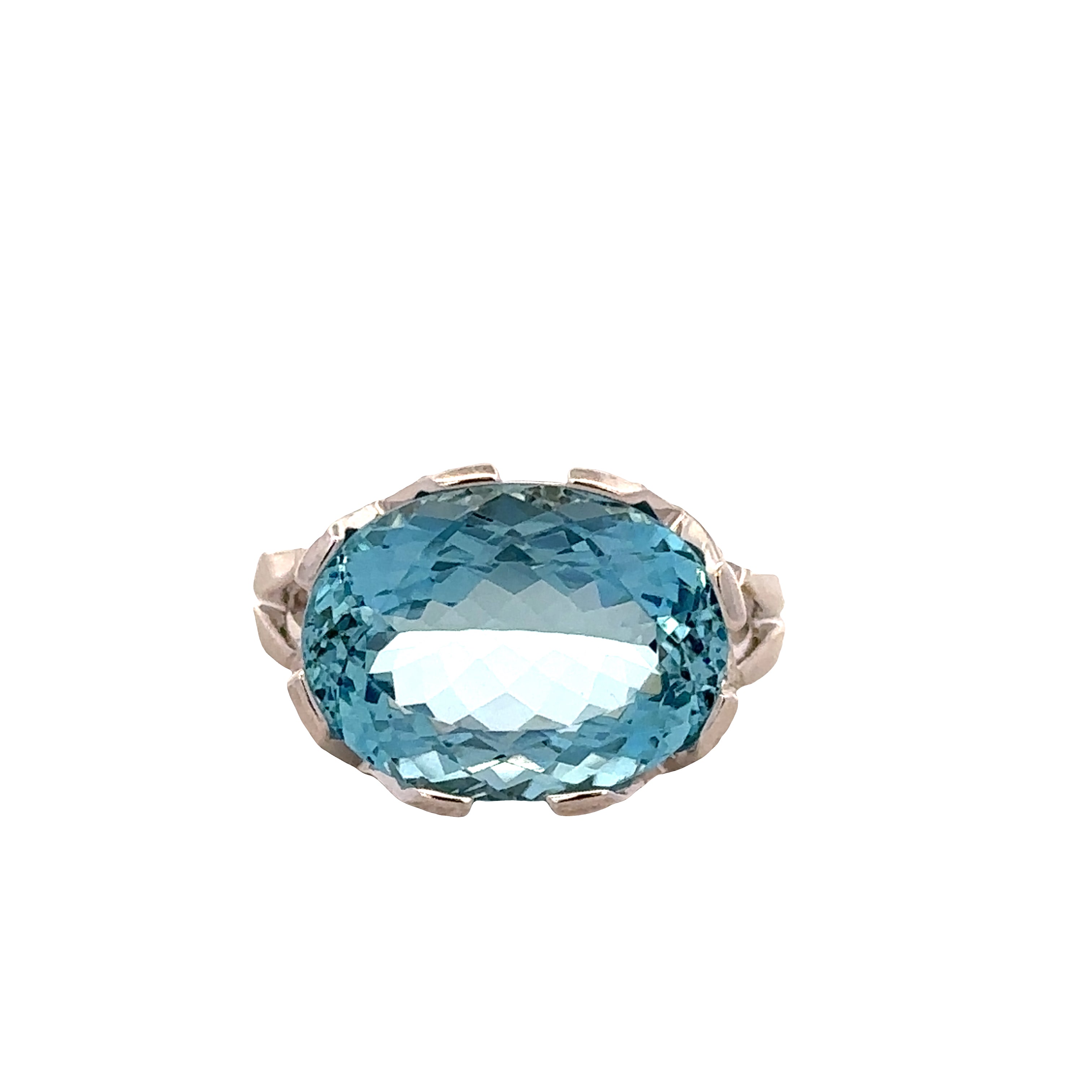 Estate Tiffany & Co. Aquamarine and Diamond Ring in 18k White Gold