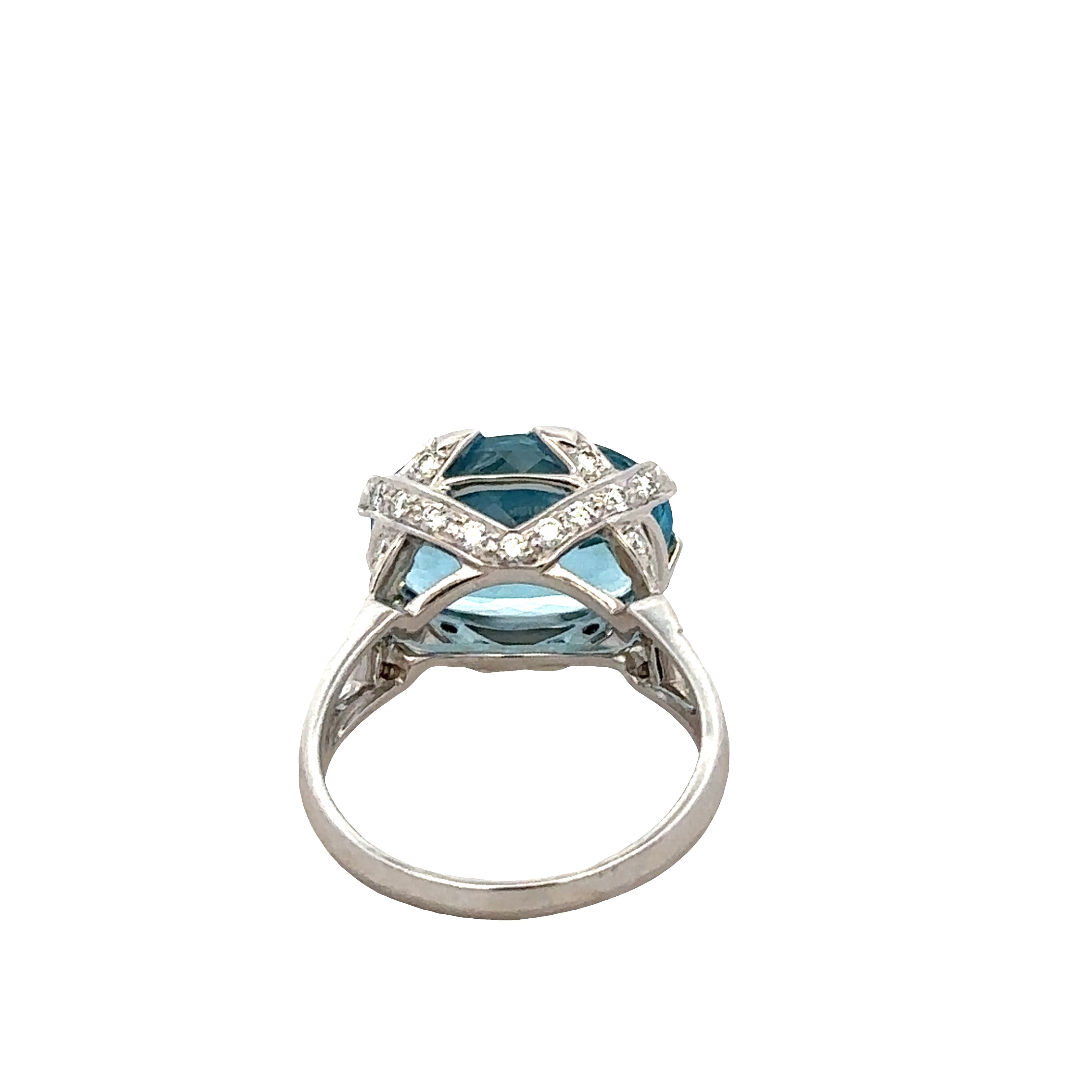 Estate Tiffany & Co. Aquamarine and Diamond Ring in 18k White Gold