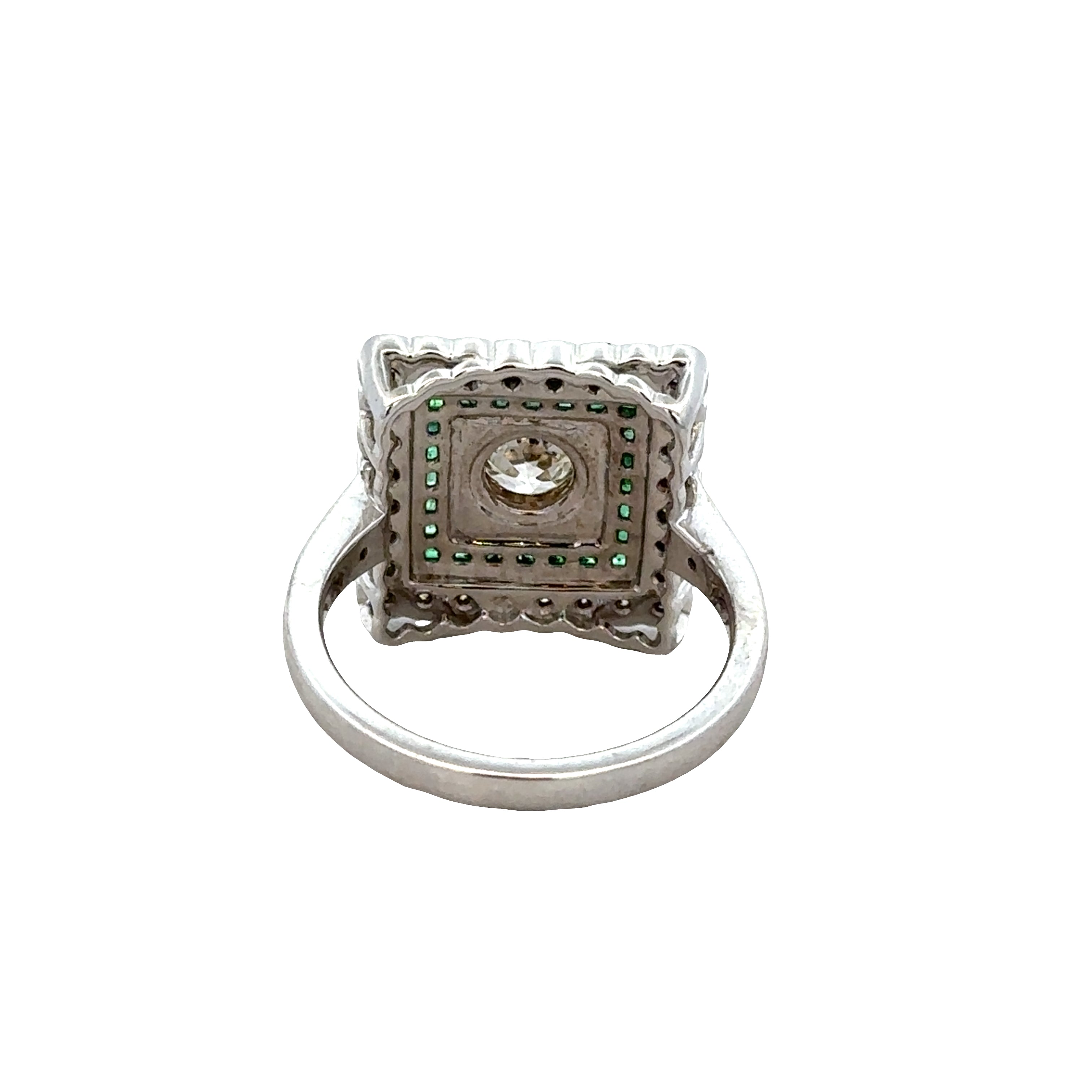 18k White Gold Diamond & Emerald Geometric Ring