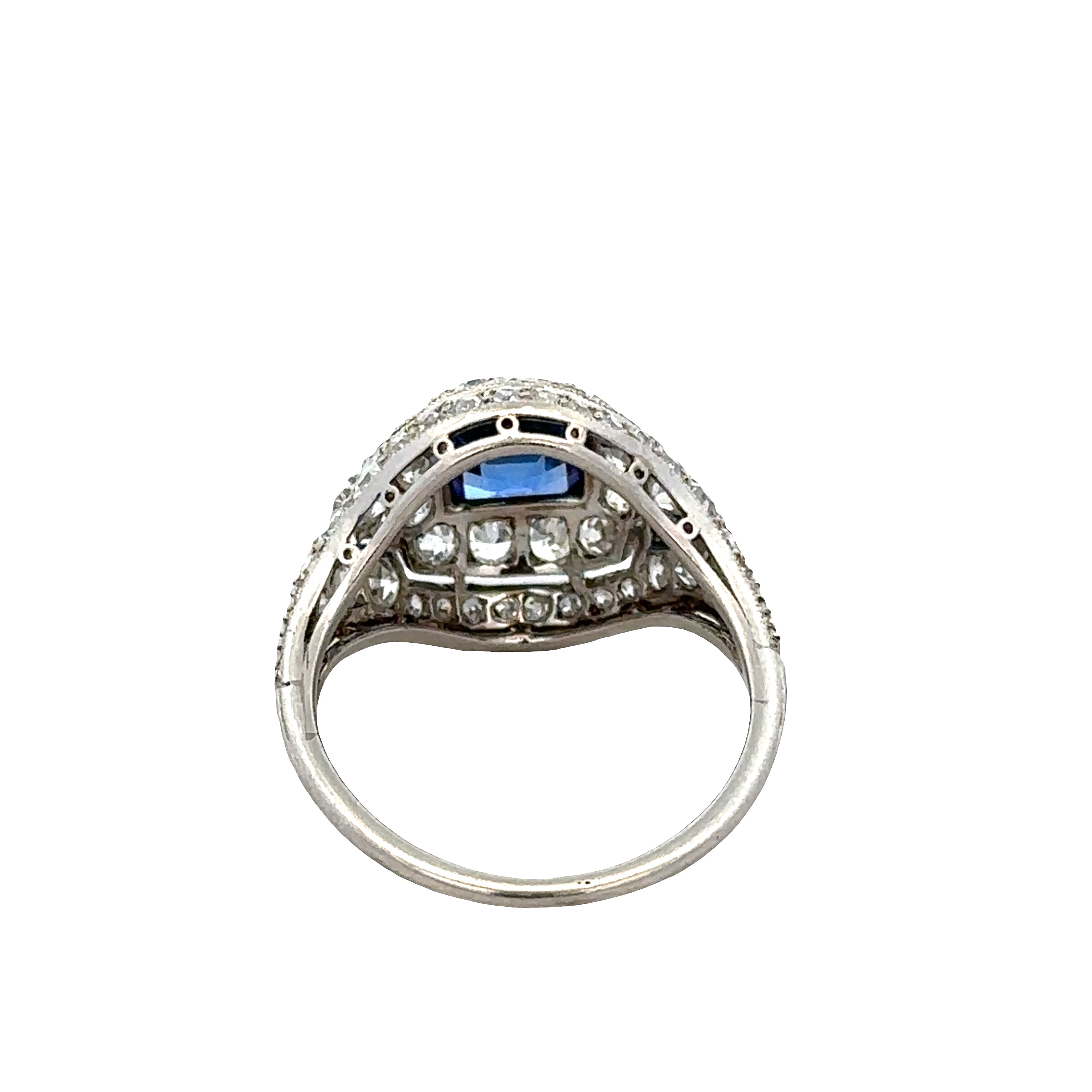 Antique Art Deco Platinum Sapphire & Diamond Ring – Size 5.75