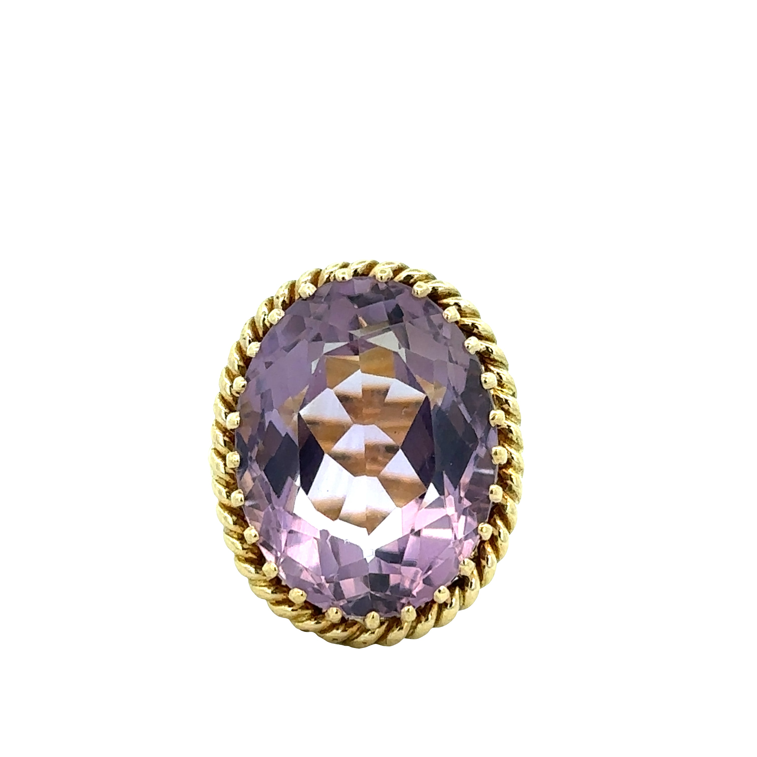 Statement 18k Yellow Gold Amethyst Ring – Size 5.75
