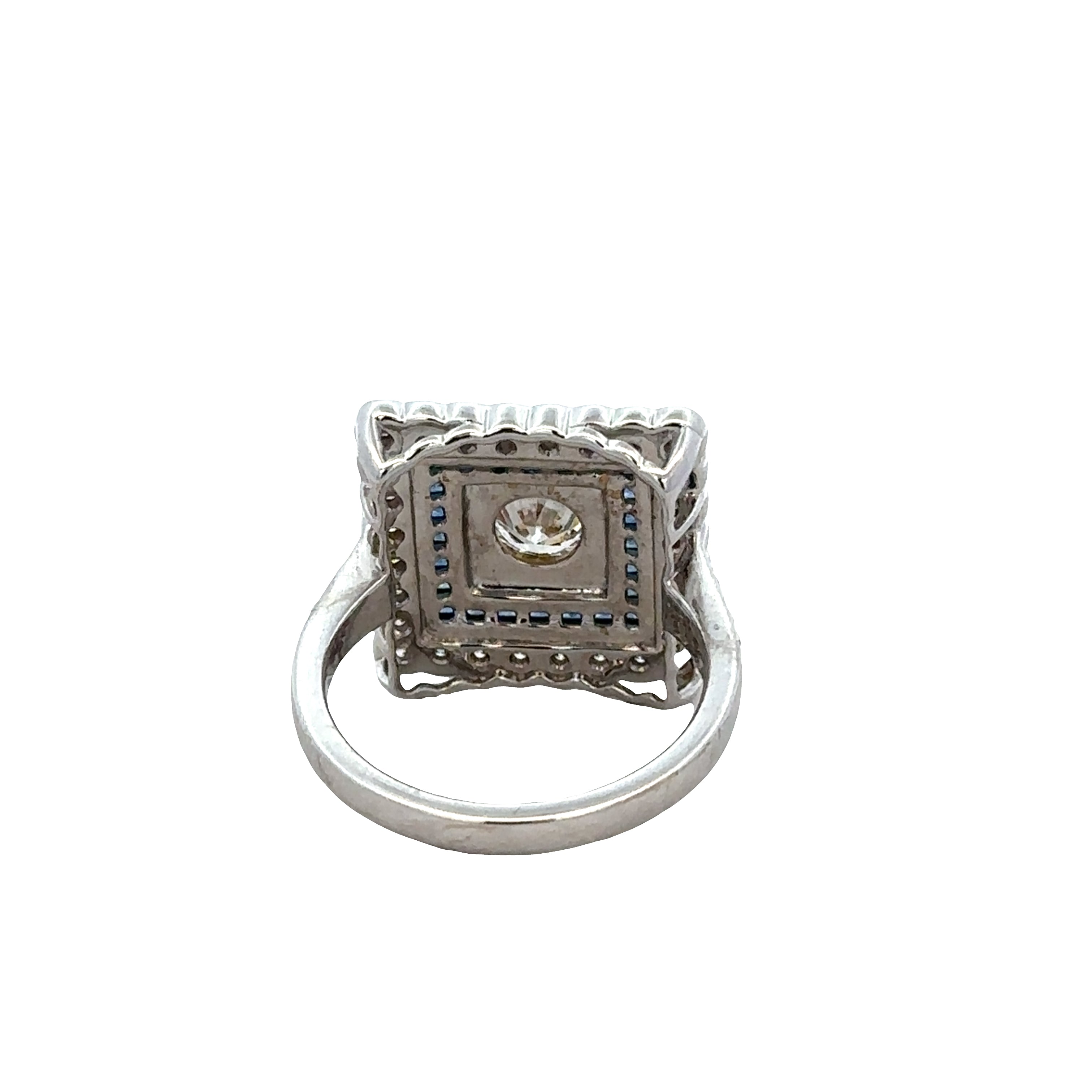 18k White Gold Diamond & Sapphire Geometric Ring – Size 7