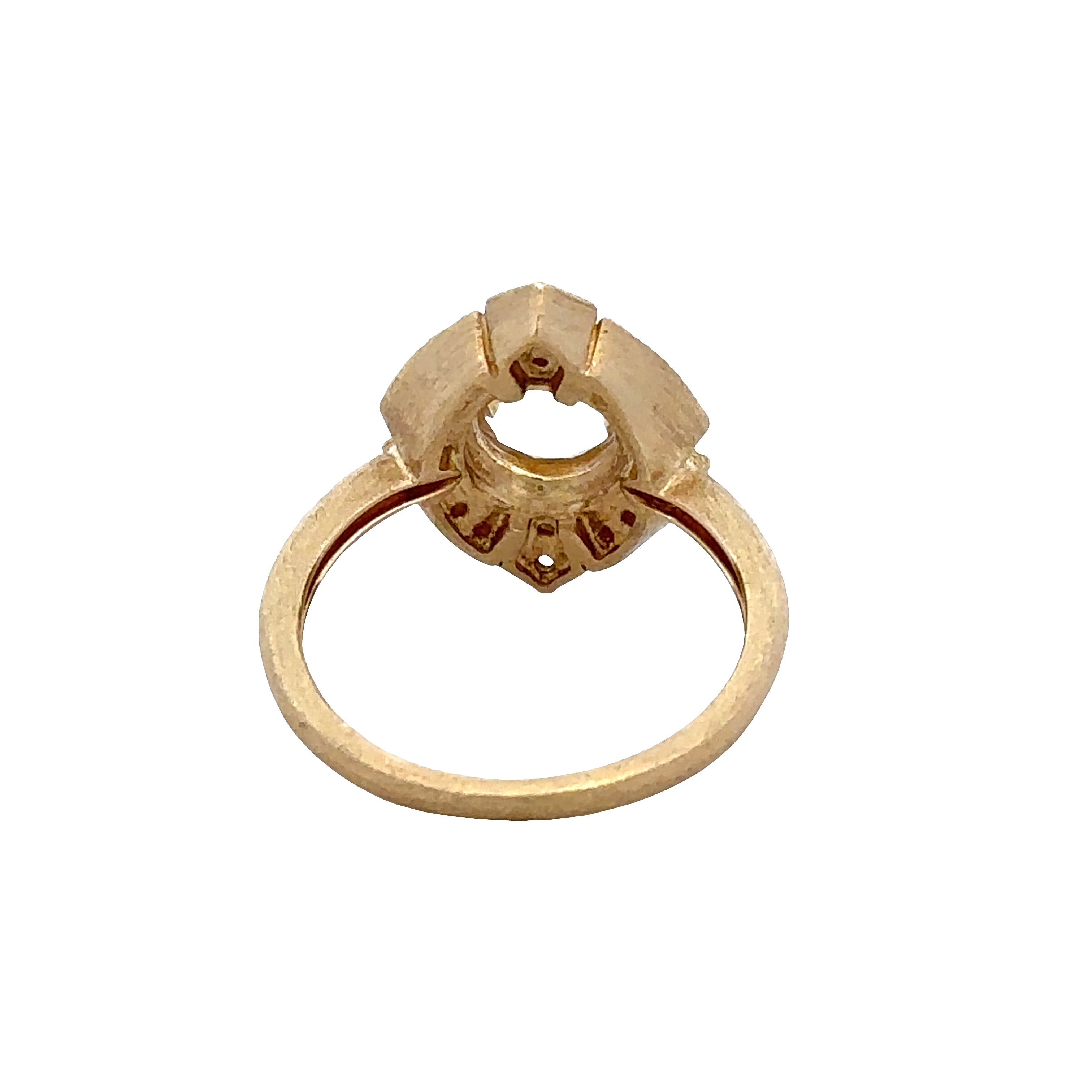14k Yellow Gold White Topaz & Diamond Shield Ring – Size 6.75