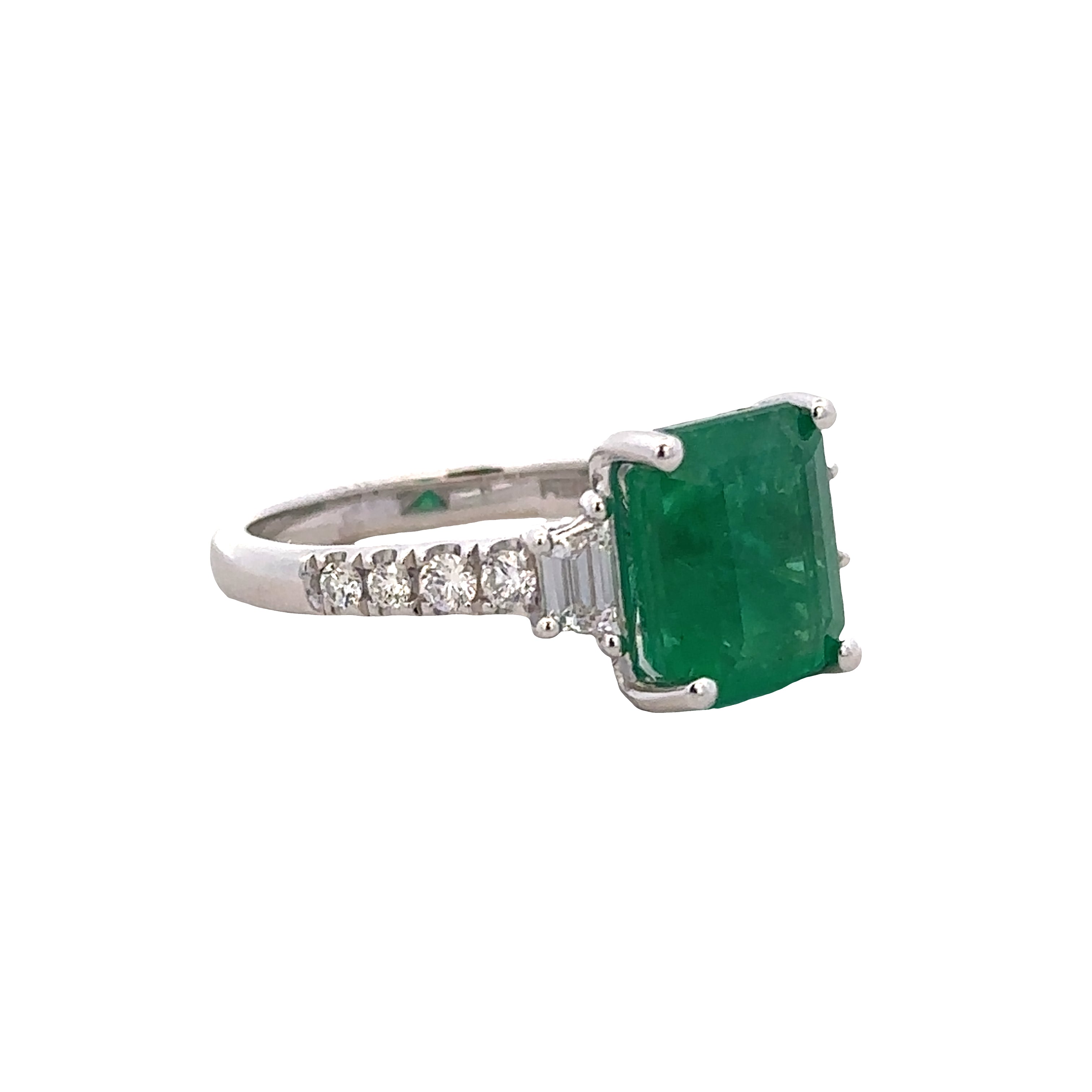 14k White Gold Emerald & Diamond Ring – Size 7