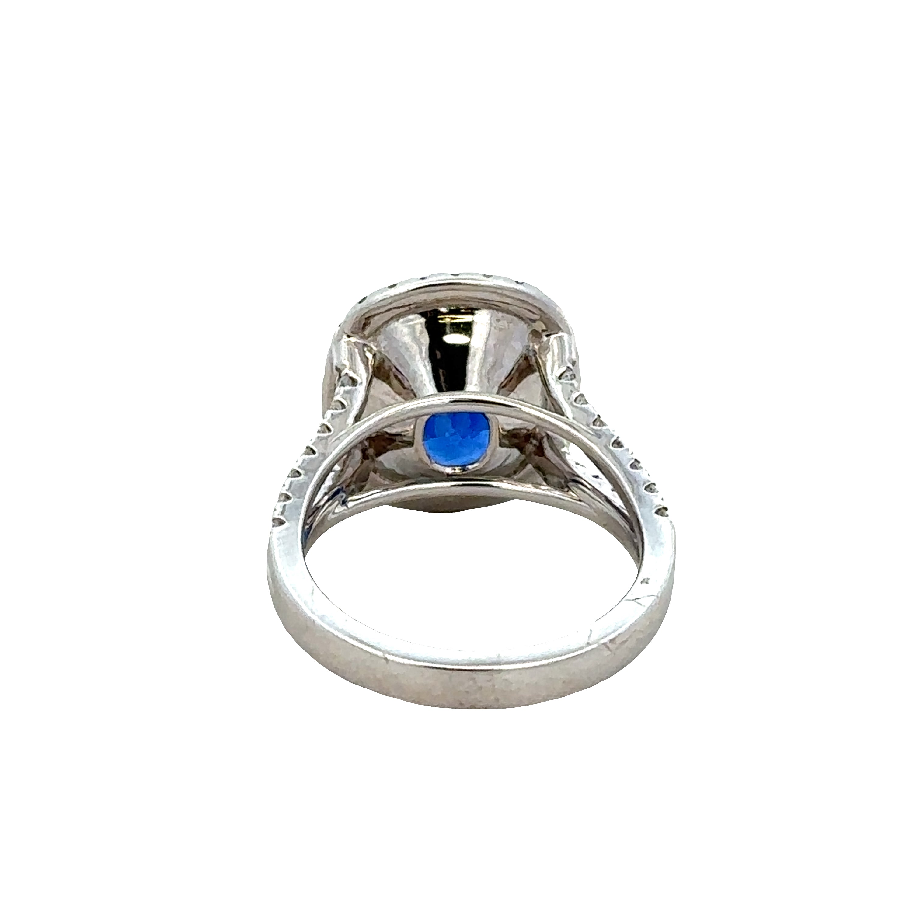 14k White Gold Sapphire & Diamond Halo Ring – Size 7.5