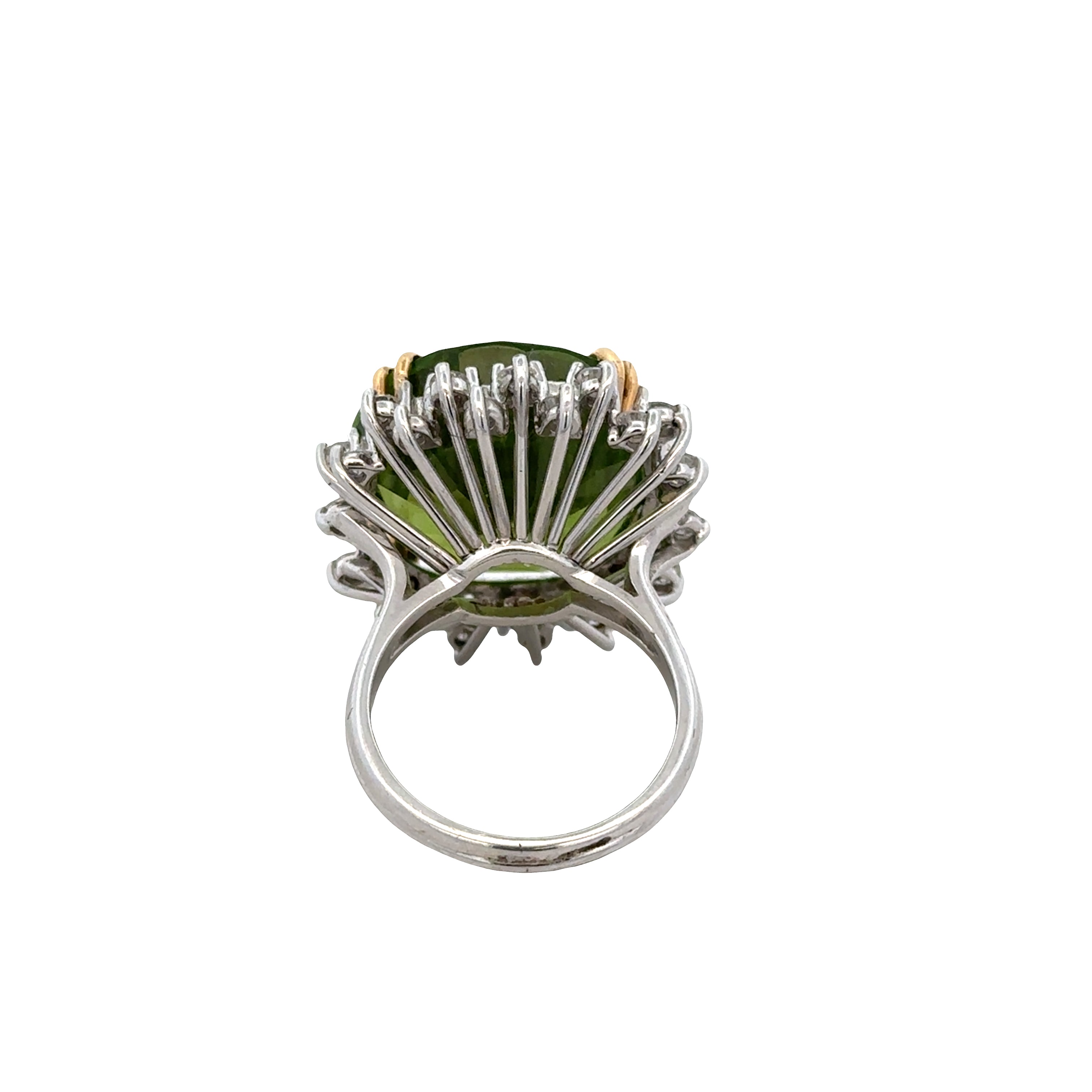 Vintage 14k White Gold Peridot and Diamond Halo Ring – Size 7