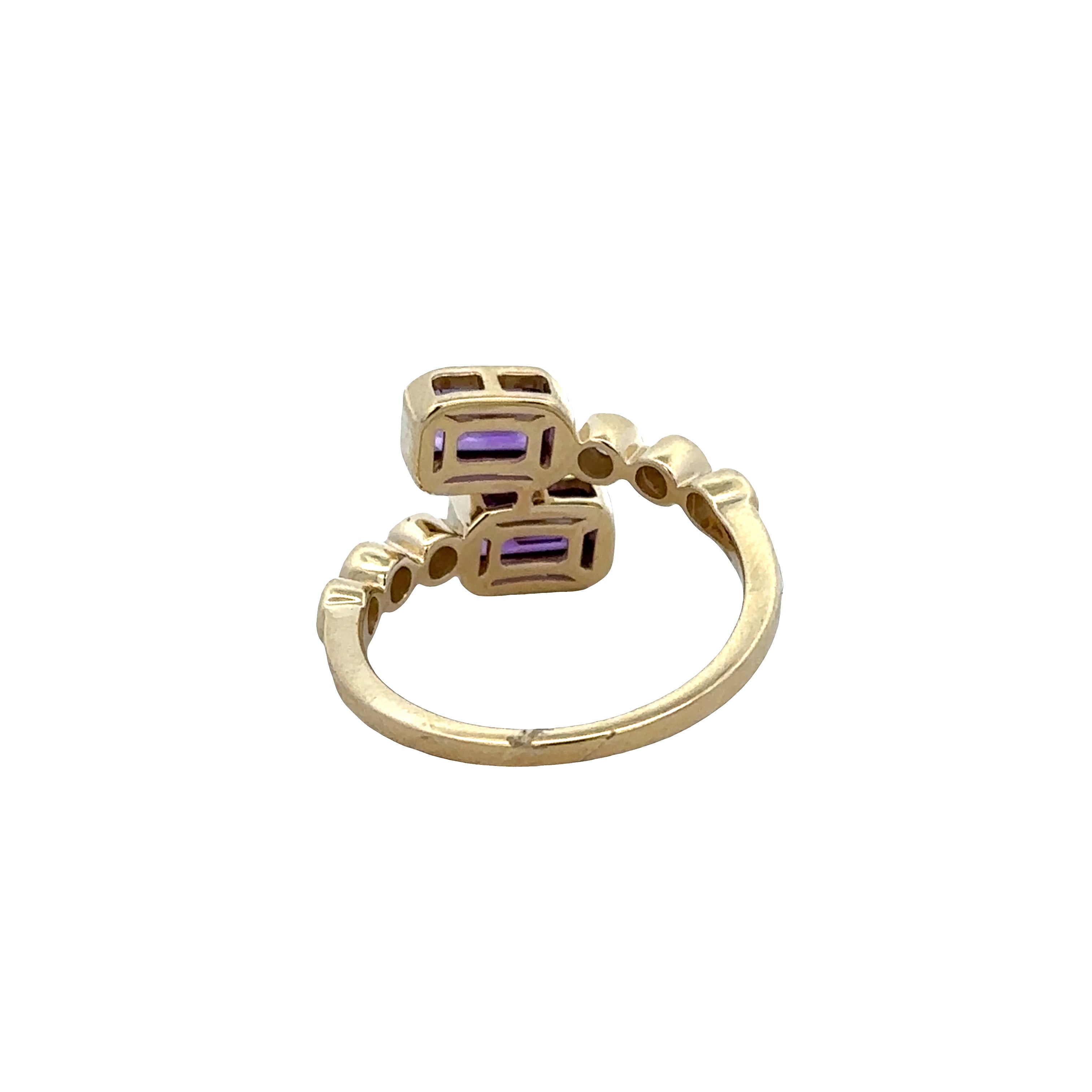 14k Yellow Gold Amethyst & Diamond Bypass Ring – Size 7