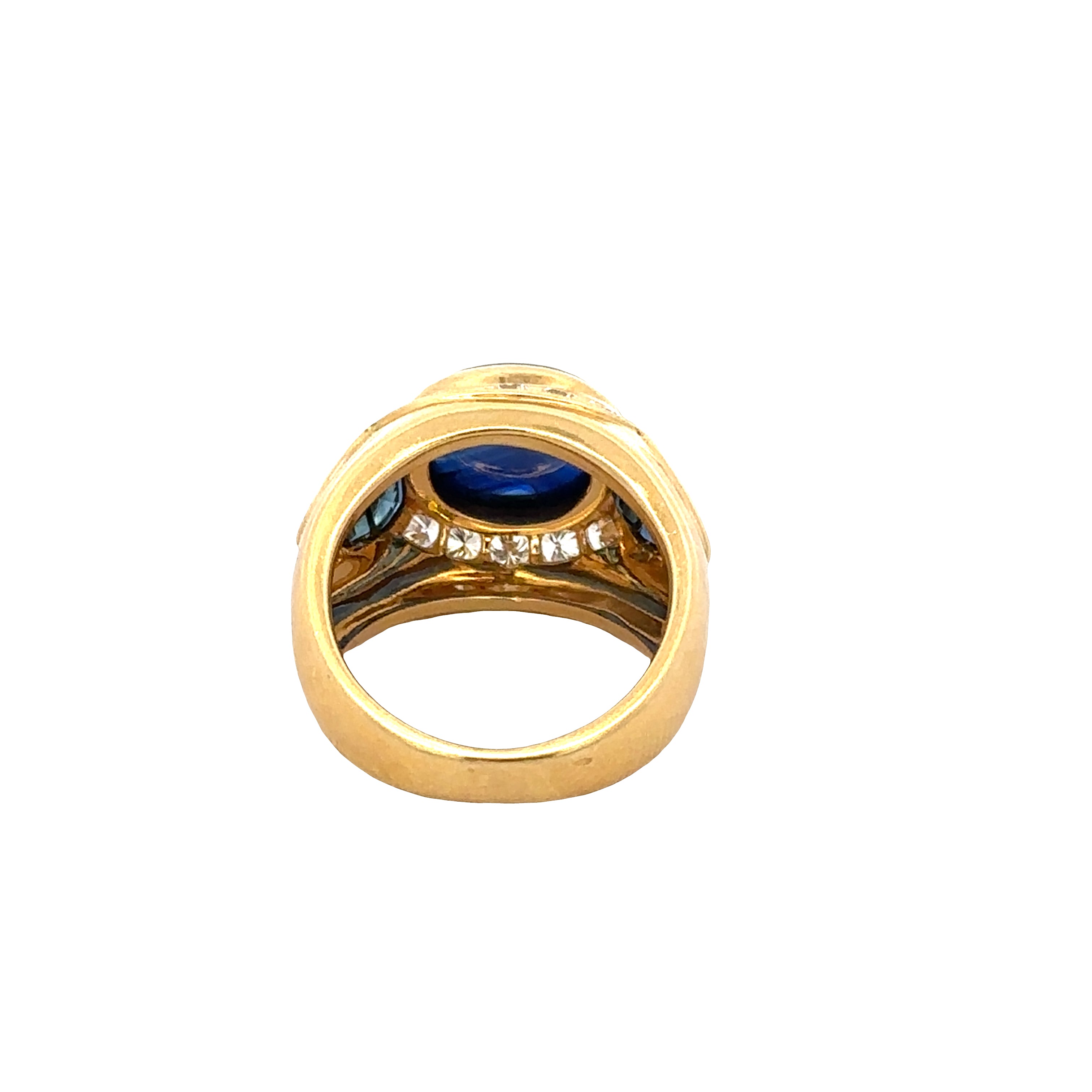 18k Yellow Gold Blue Sapphire and Diamond Ring – Size 5.5