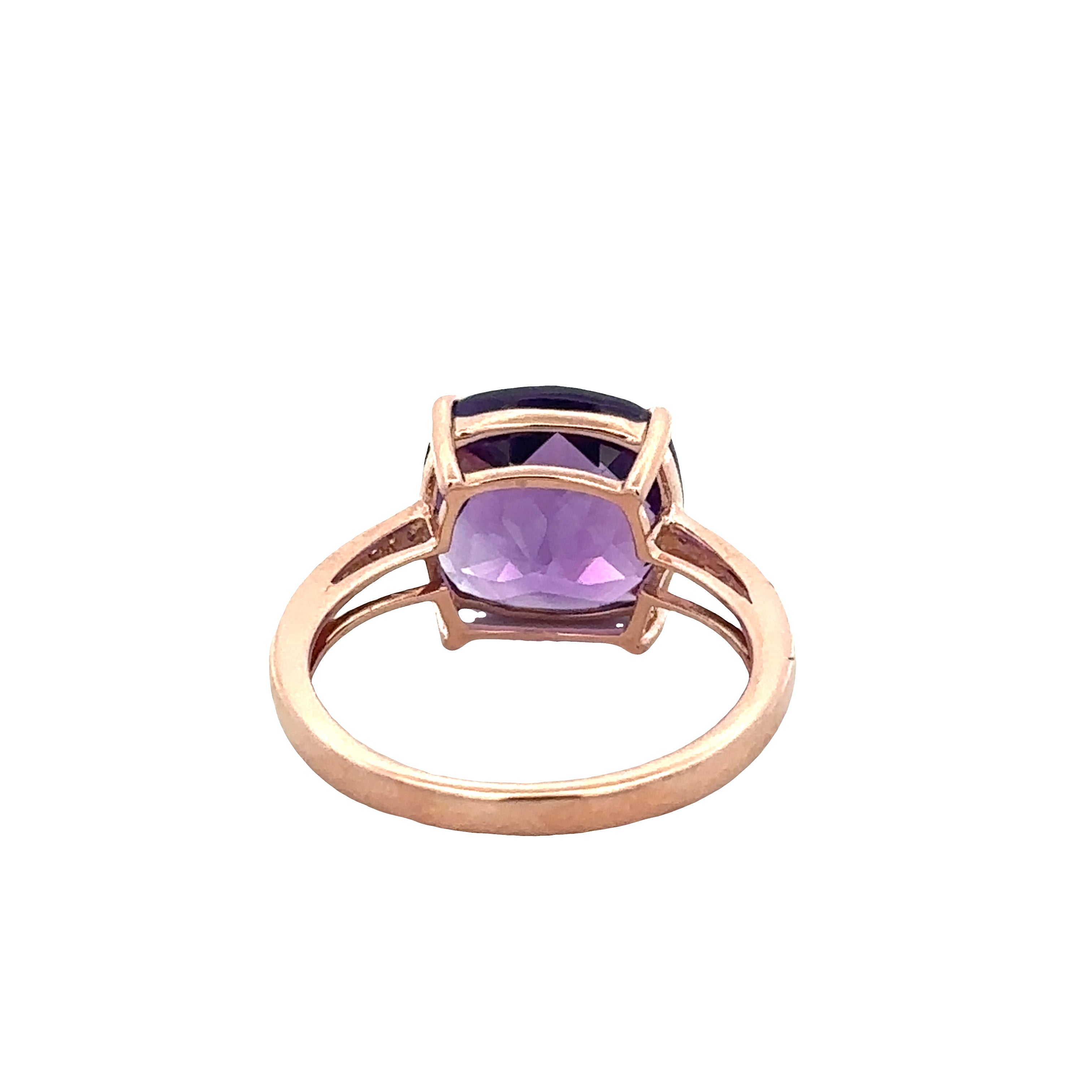 14k Yellow Gold Amethyst & Diamond Ring – Size 7.25