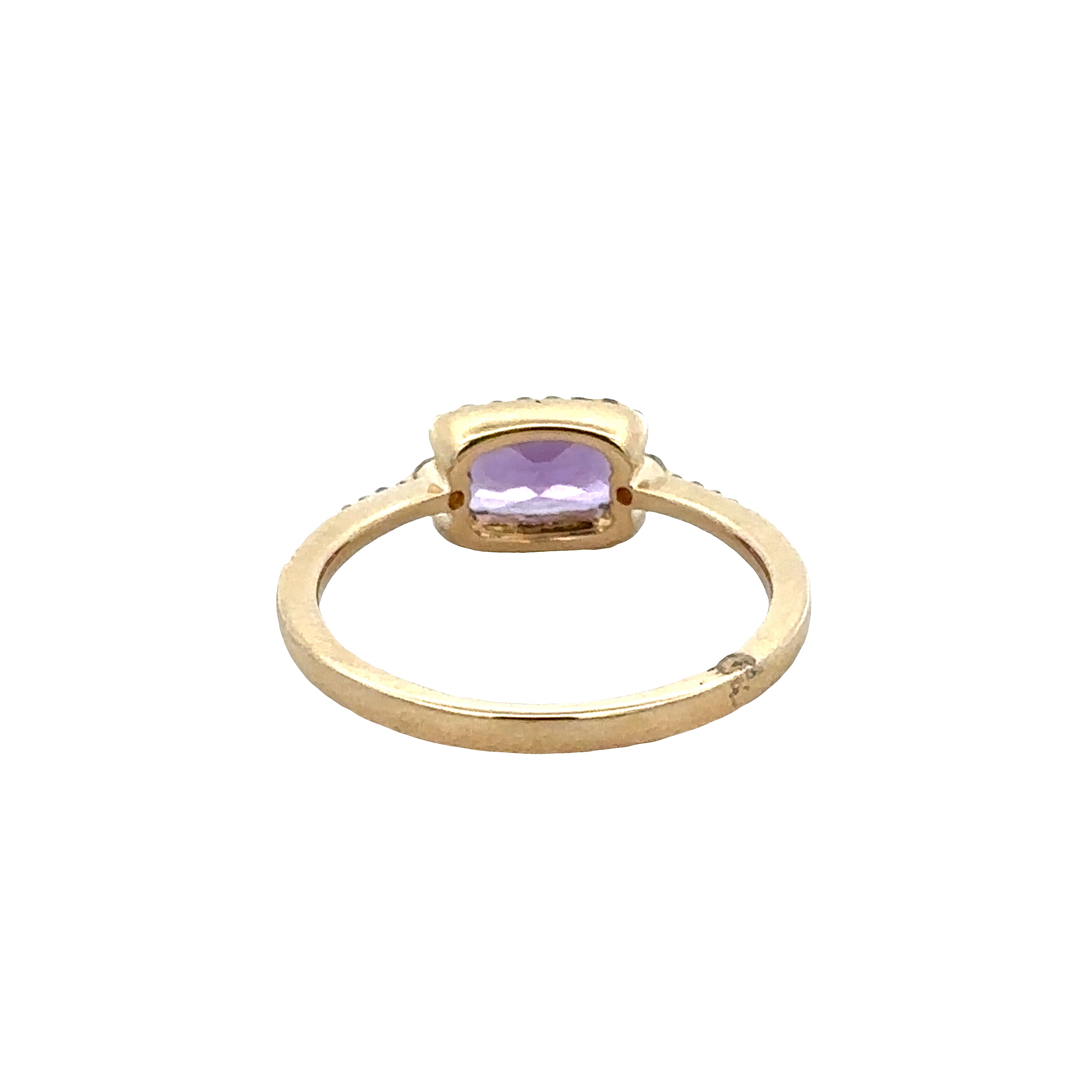 14k Yellow Gold Amethyst & Diamond Halo Ring – Size 6.5