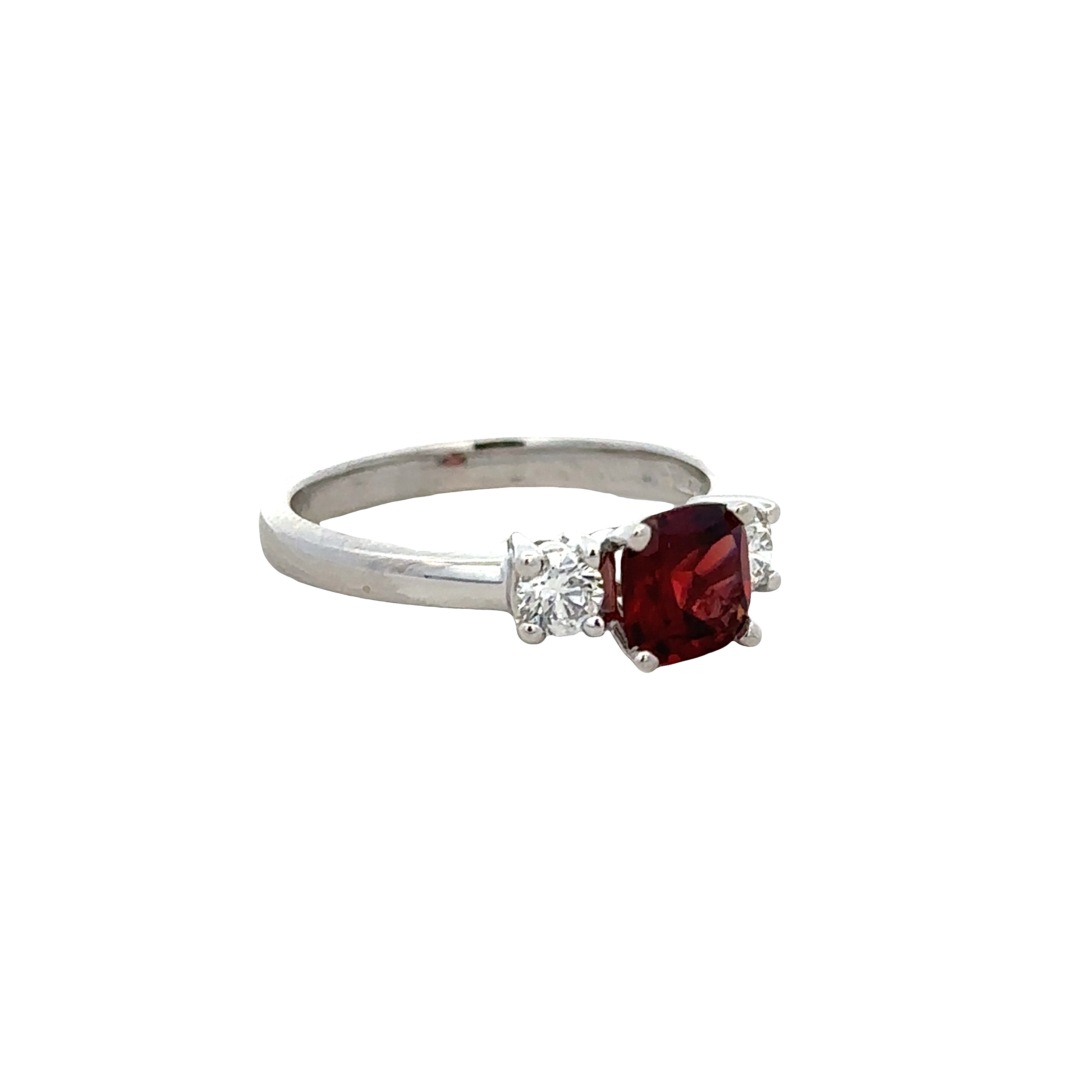 14k White Gold Garnet & Diamond Ring – Size 6.5
