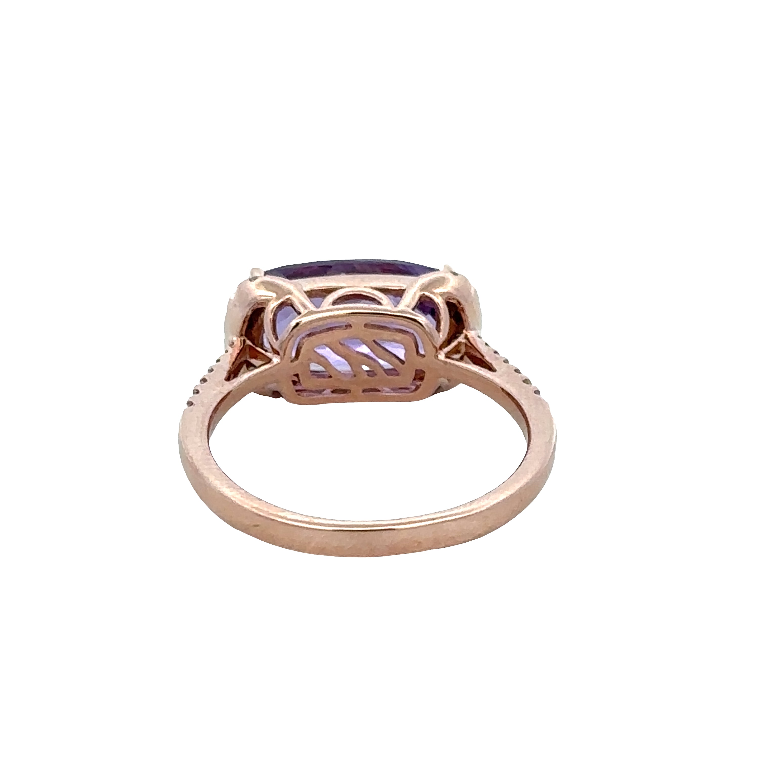 14k Rose Gold East-West Amethyst & Diamond Ring – Size 7