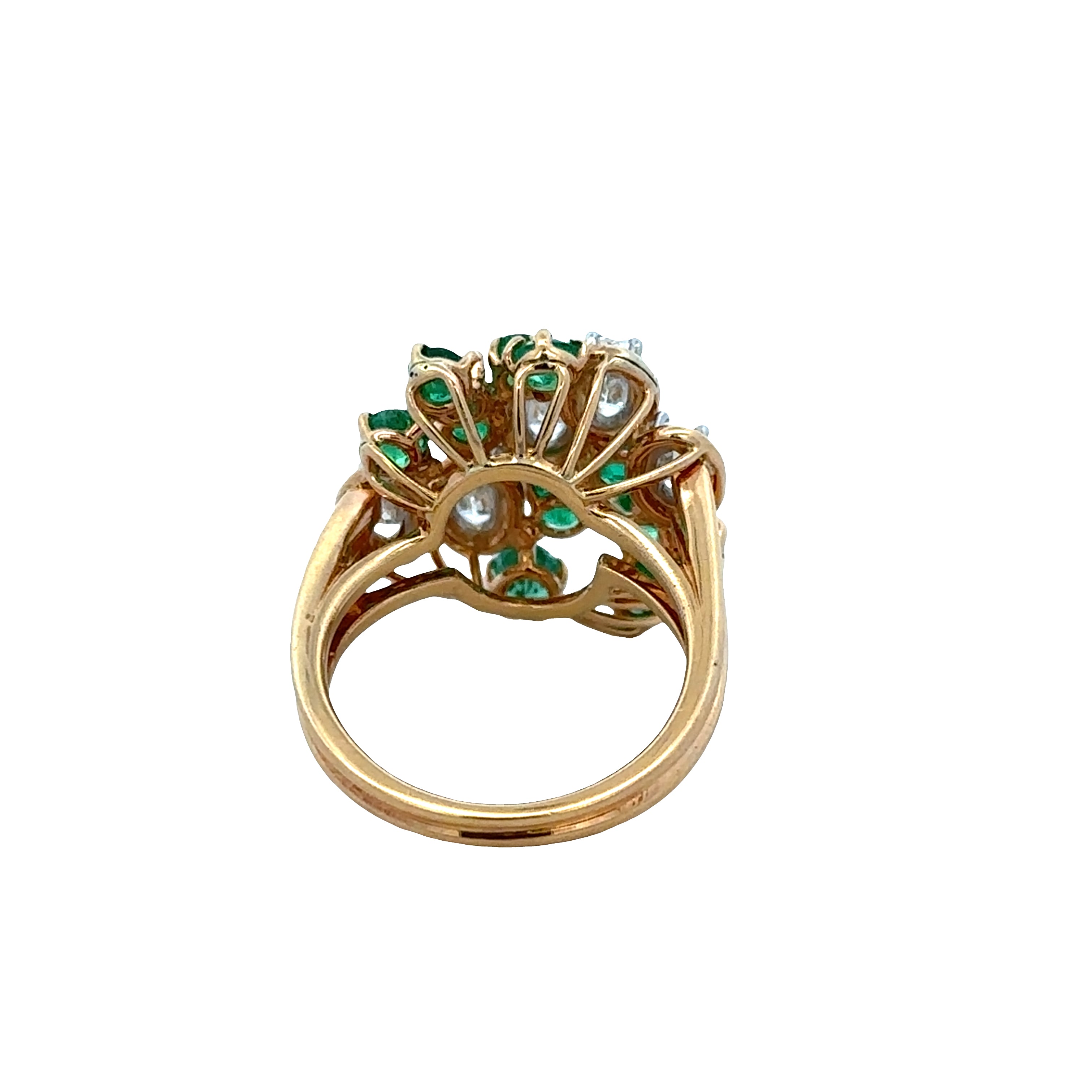 Estate Oscar Heyman 18k Yellow Gold & Platinum Emerald and Diamond Ring – Size 5.75, Circa 1976
