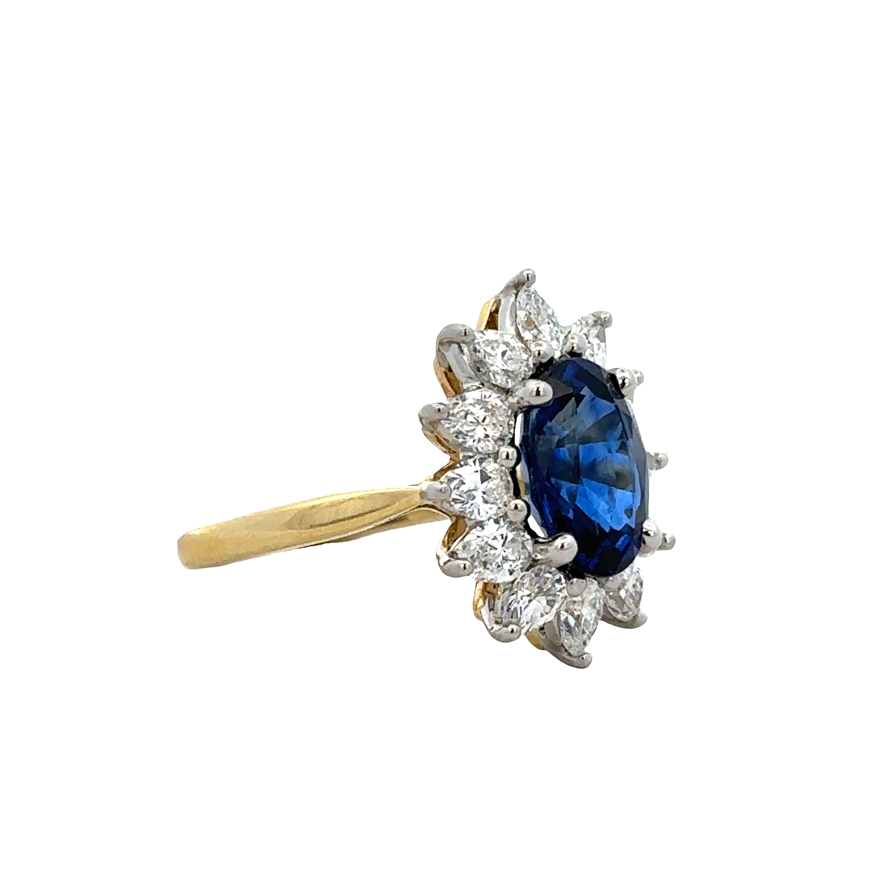Estate Barnett Robinson Platinum & 18k Yellow Gold Sapphire & Diamond Ring – Size 6