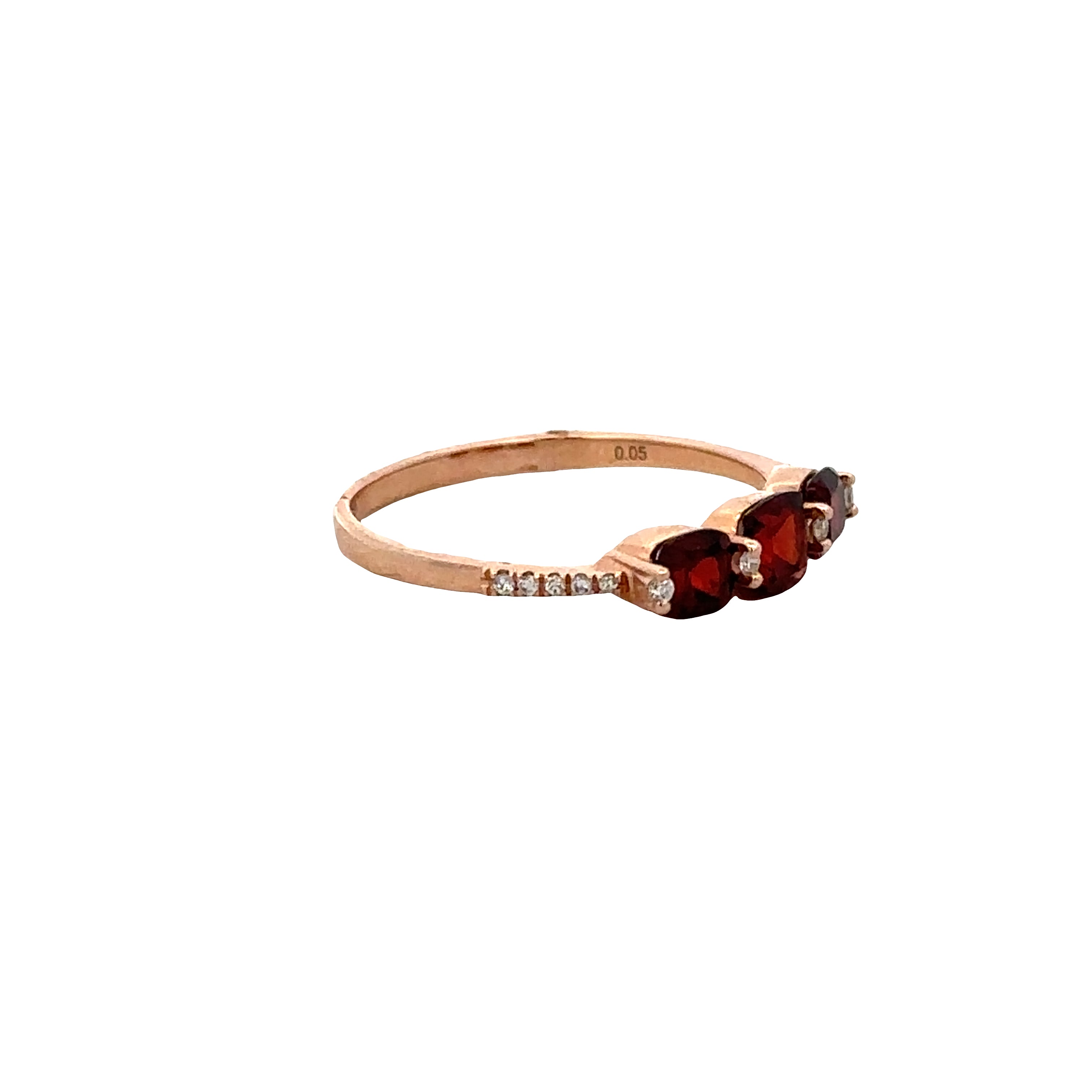 14k Yellow Gold Garnet & Diamond Band Ring – Size 6.5