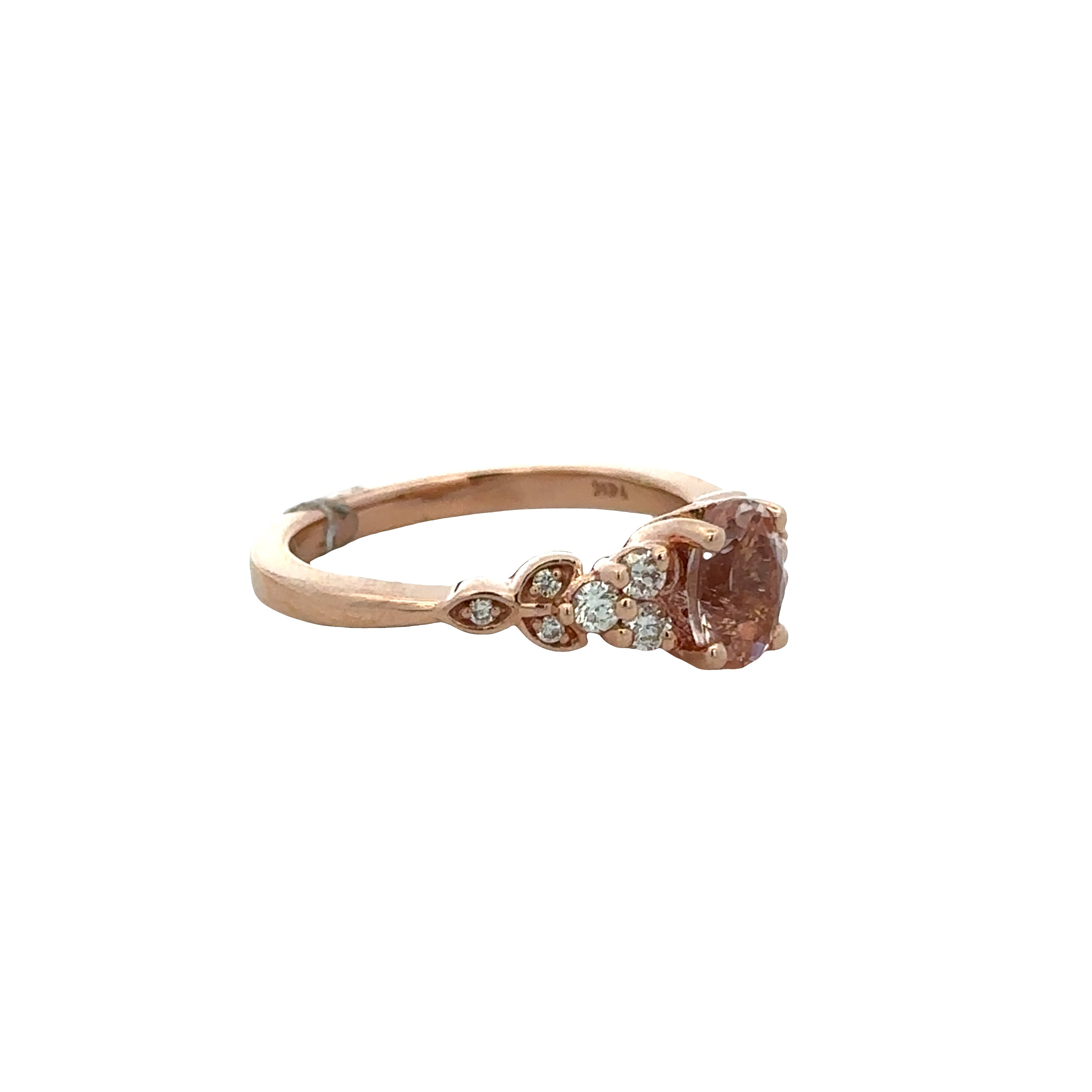 14k Rose Gold Morganite & Diamond Ring – Size 7