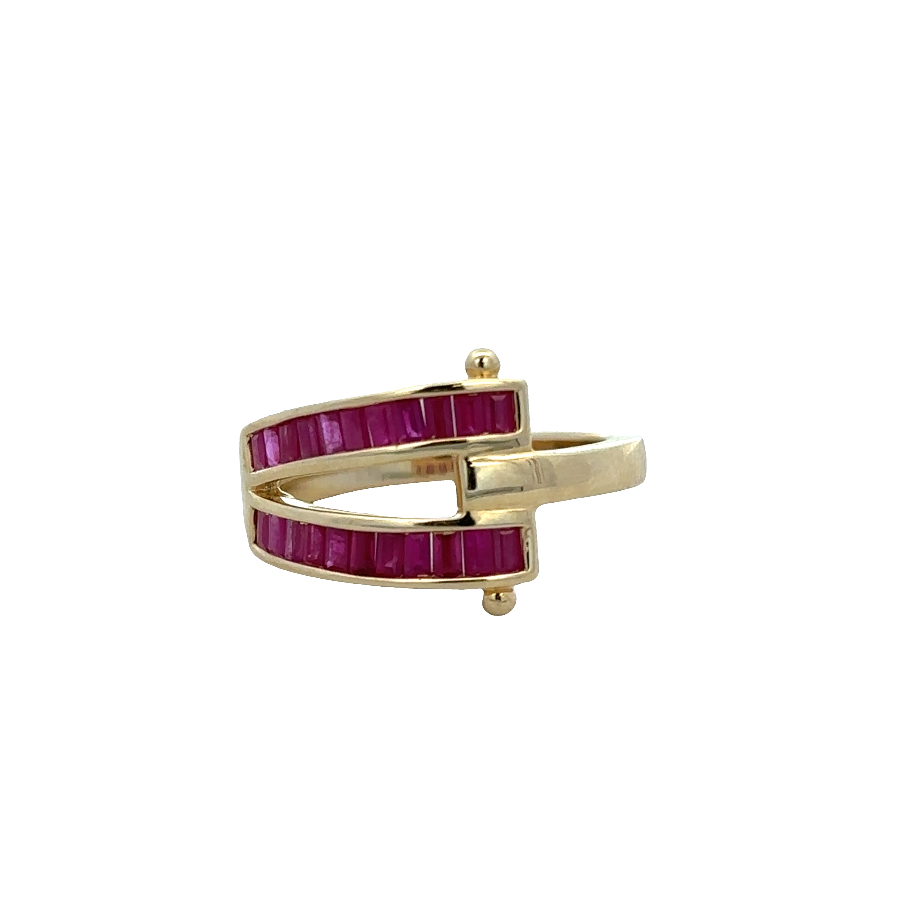 14k Yellow Gold Ruby Openwork Band Ring – Size 7