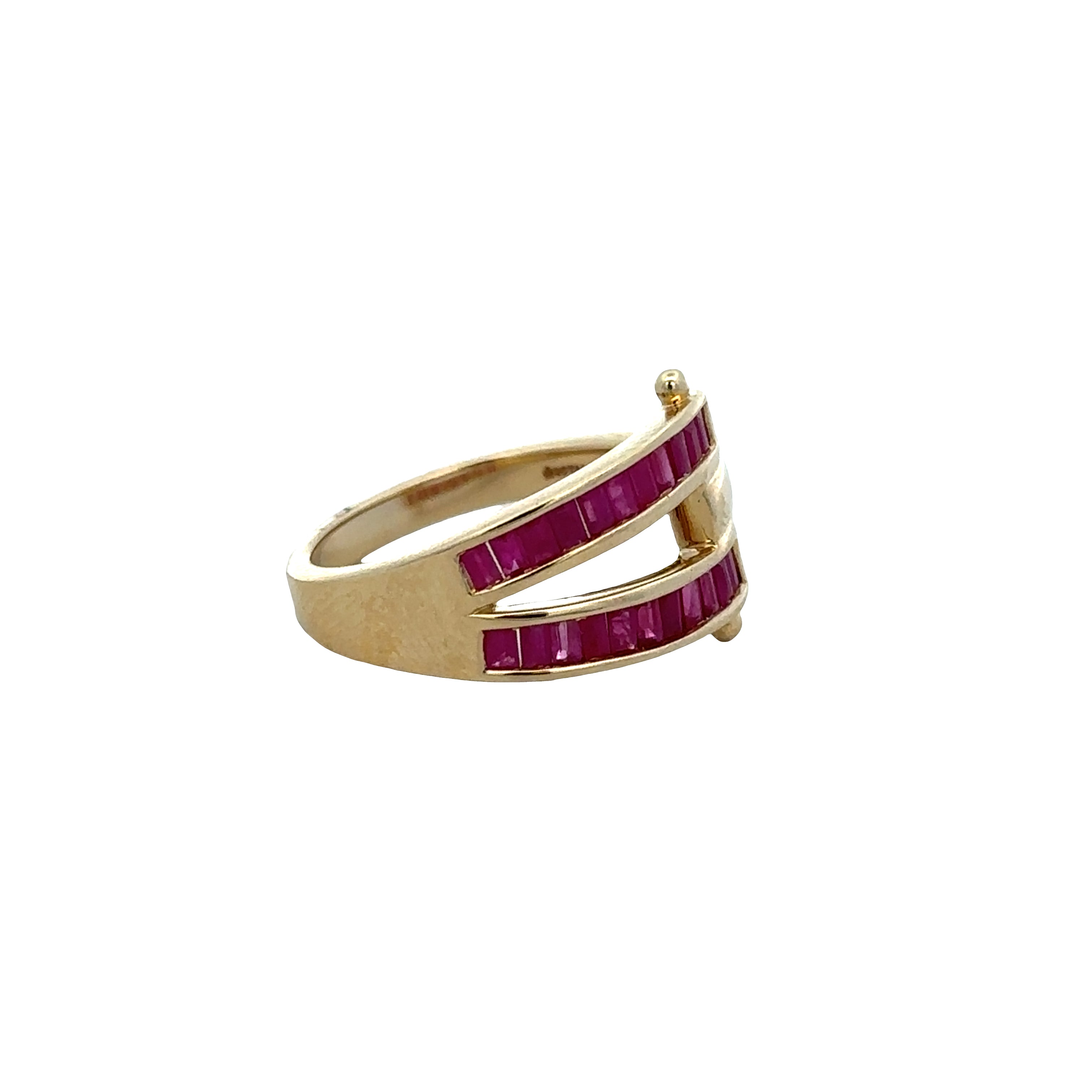14k Yellow Gold Ruby Openwork Band Ring – Size 7