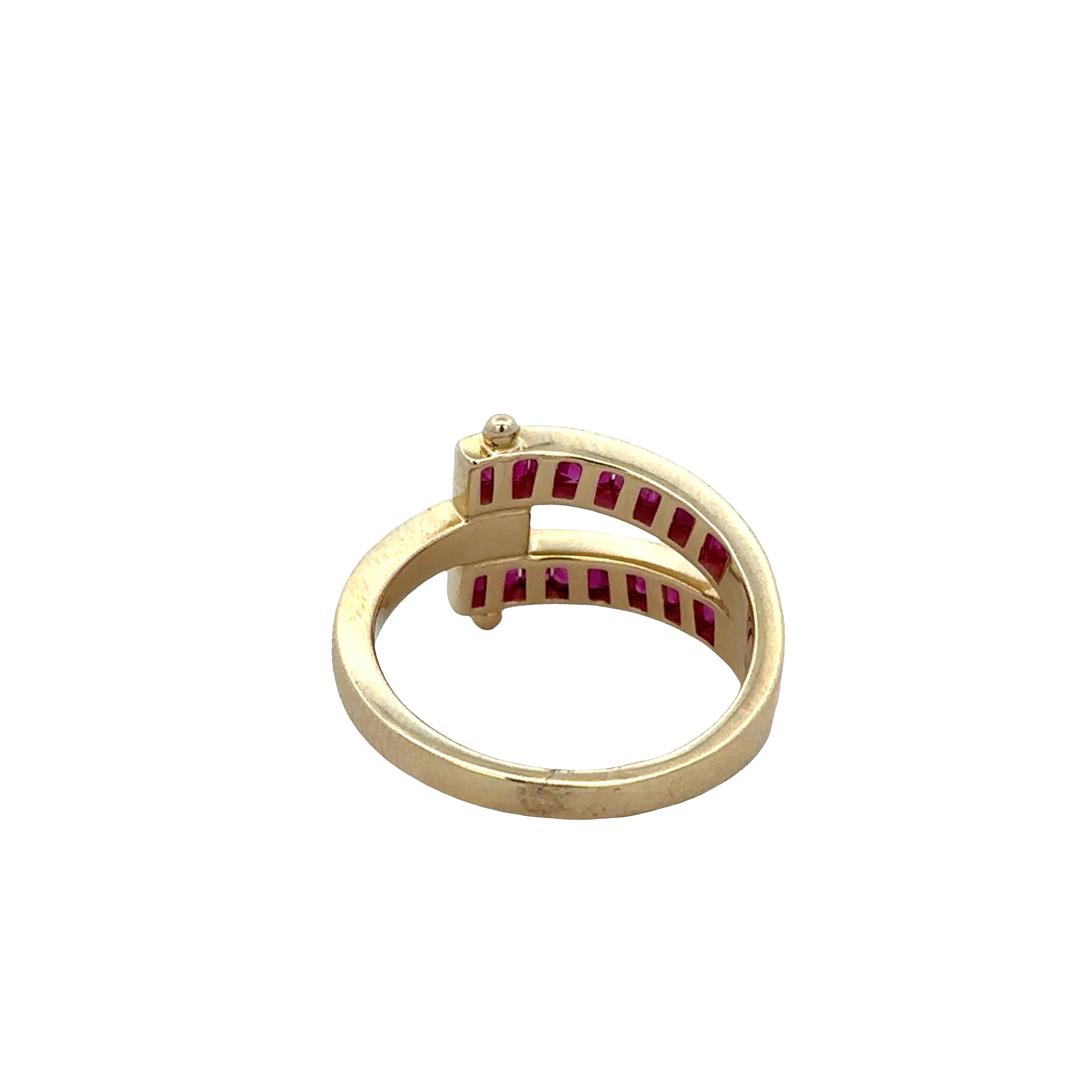 14k Yellow Gold Ruby Openwork Band Ring – Size 7