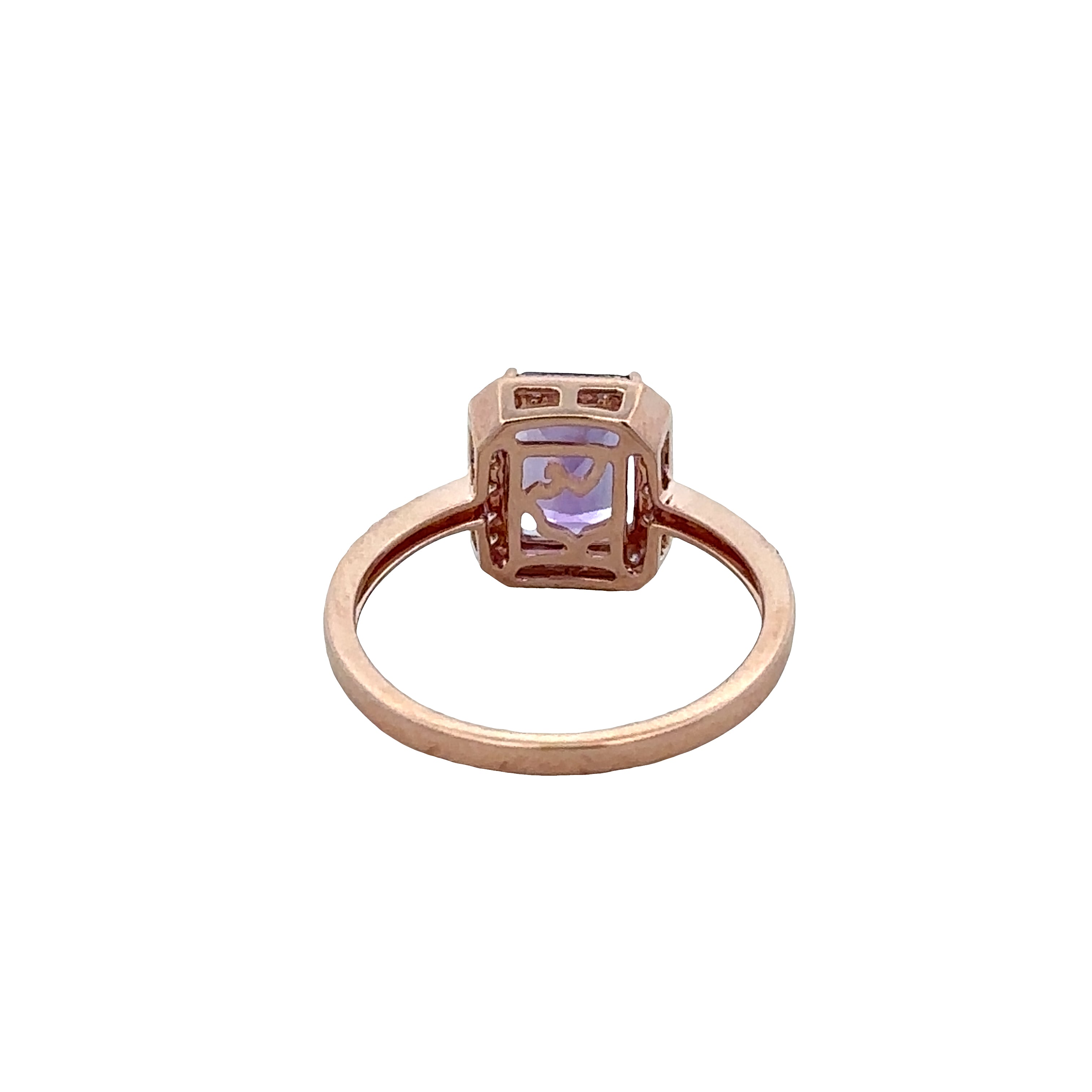 14k Rose Gold Amethyst & Diamond Halo Ring – Size 7