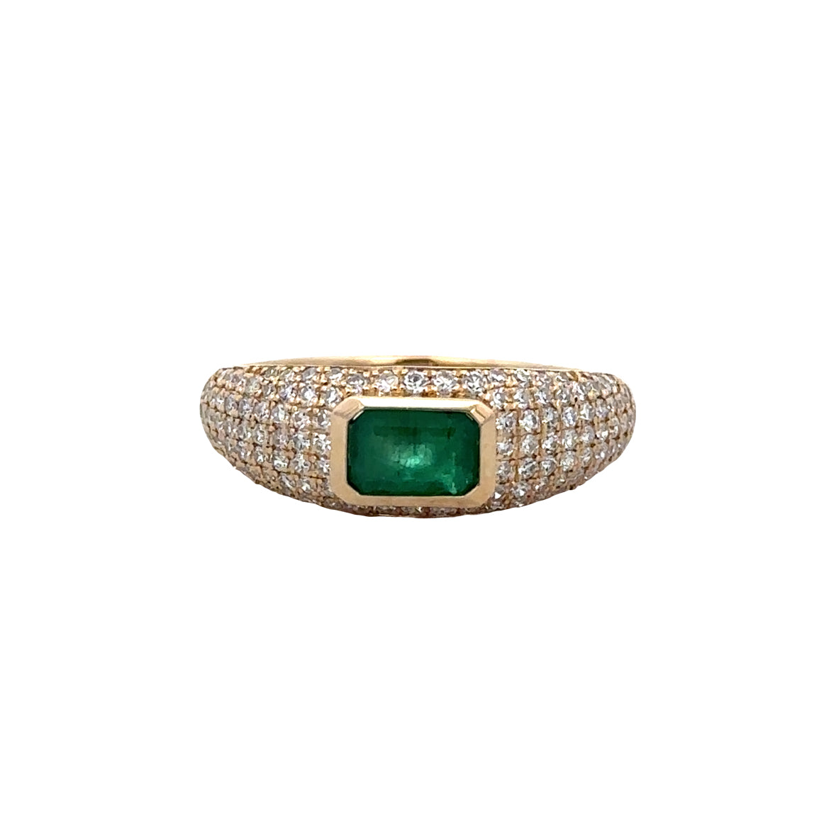 14k Yellow Gold Emerald & Diamond Ring – Size 7