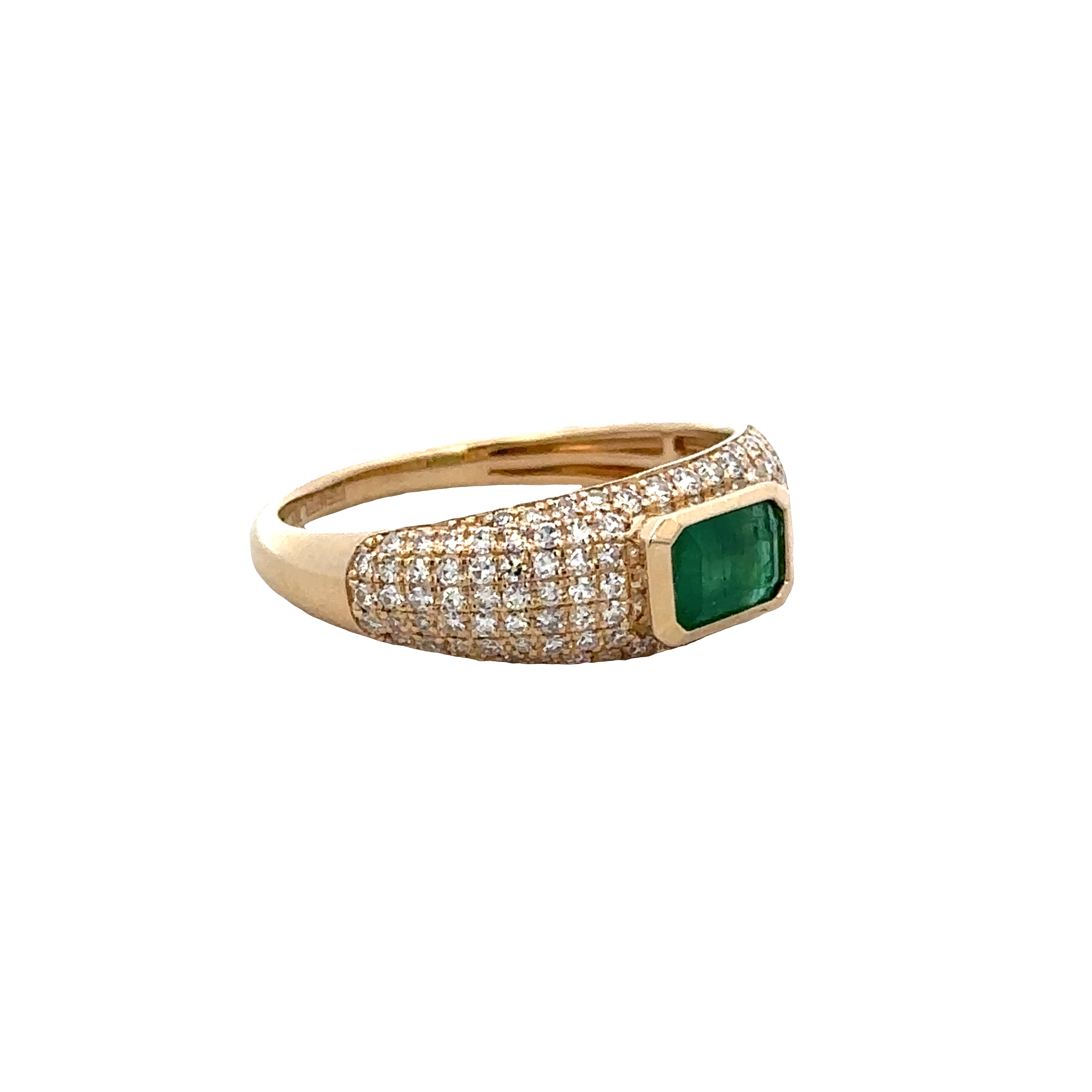 14k Yellow Gold Emerald & Diamond Ring – Size 7
