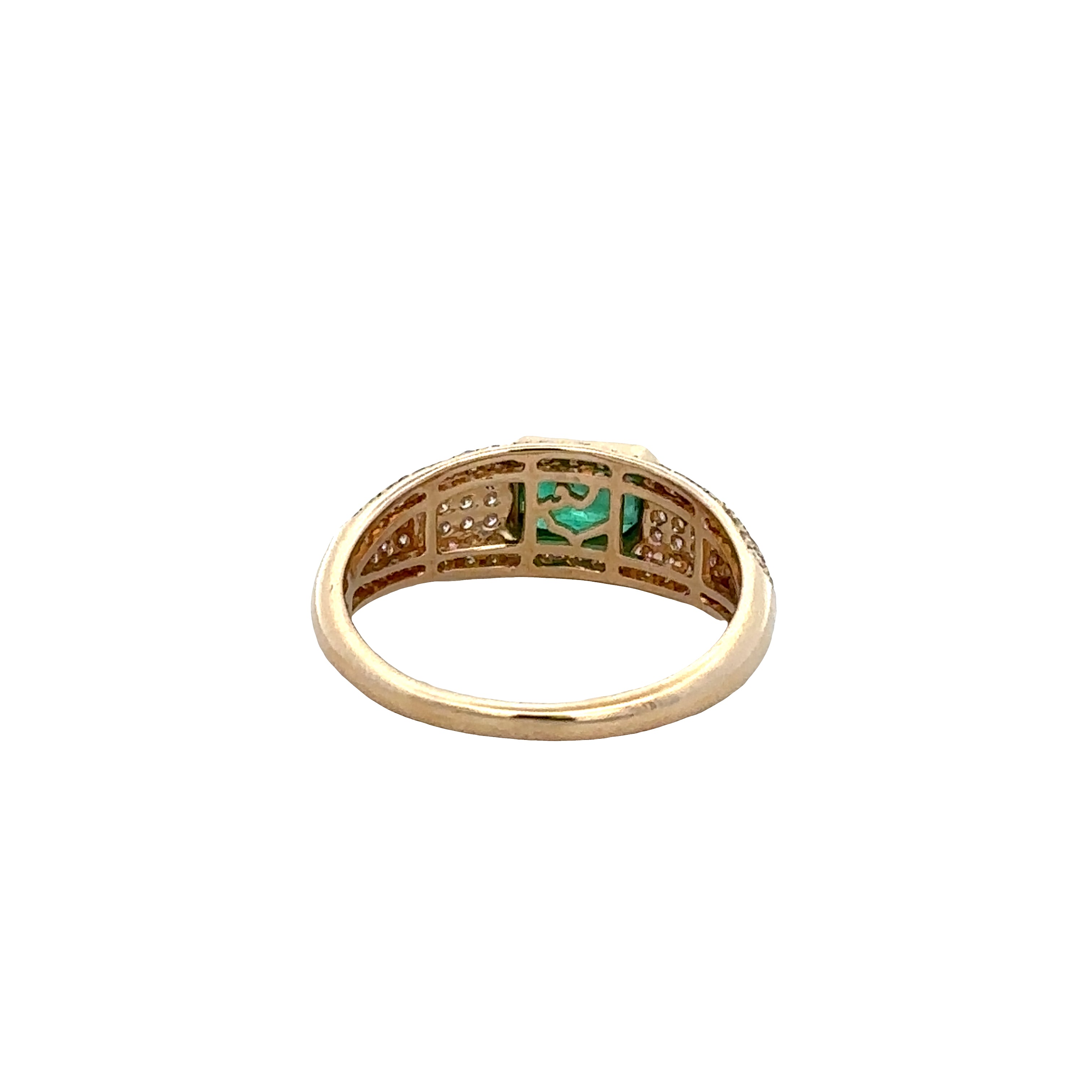 14k Yellow Gold Emerald & Diamond Ring – Size 7