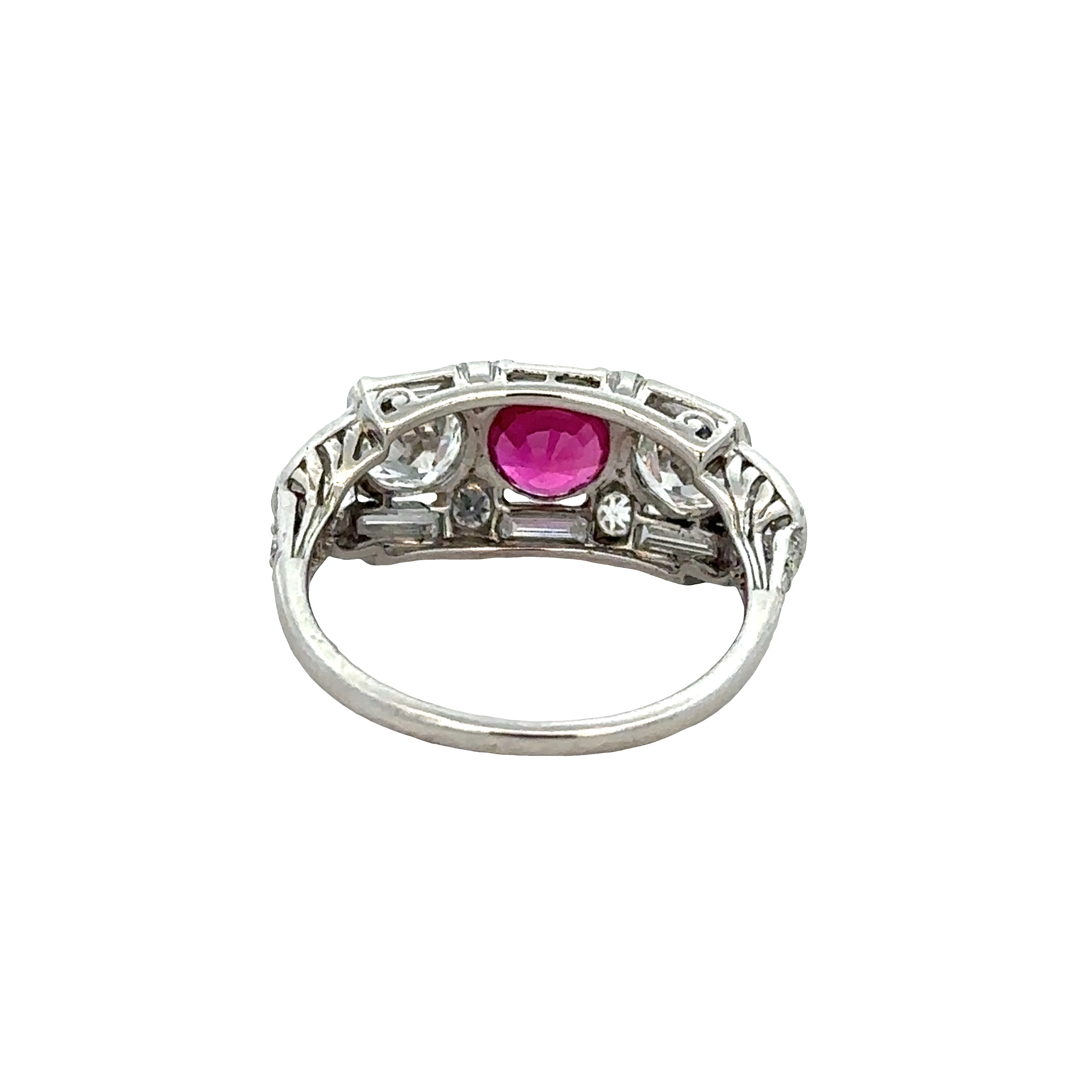 Antique Art Deco Platinum Ruby & Diamond Ring – Size 6