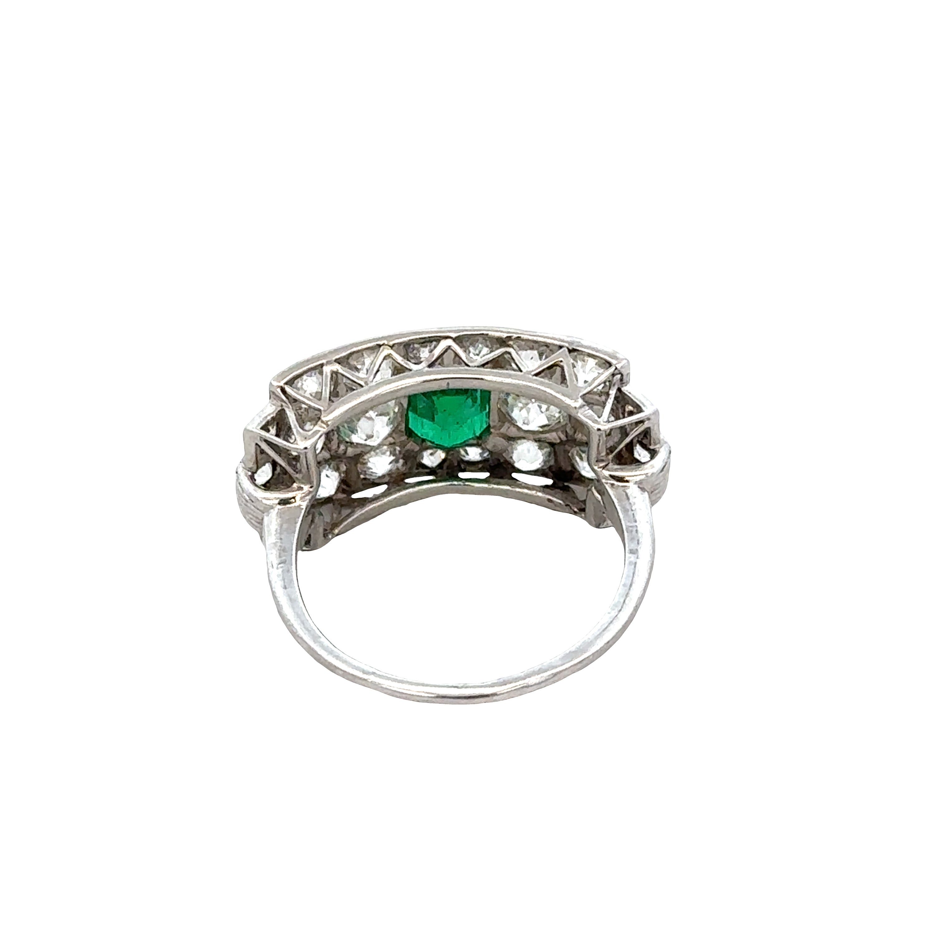Antique Art Deco Platinum Emerald & Diamond Ring – Size 6.25