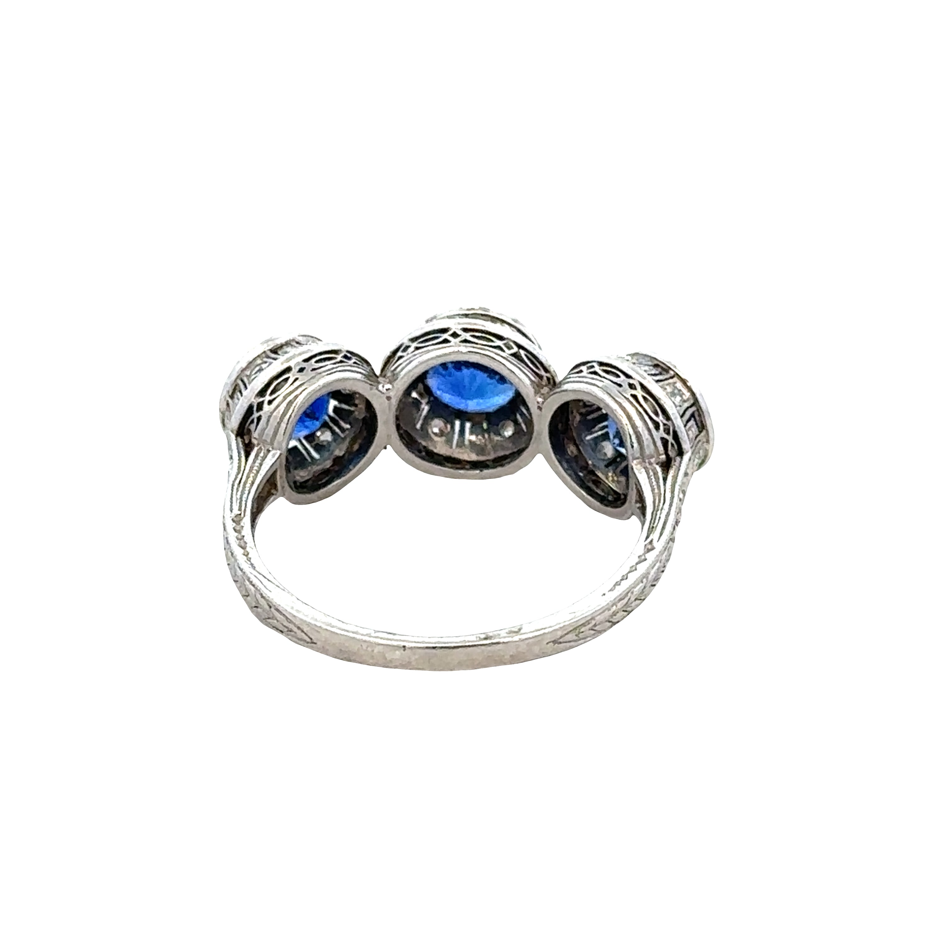 Antique Art Deco Platinum Sapphire & Diamond Ring – Circa 1920s – Size 6.5