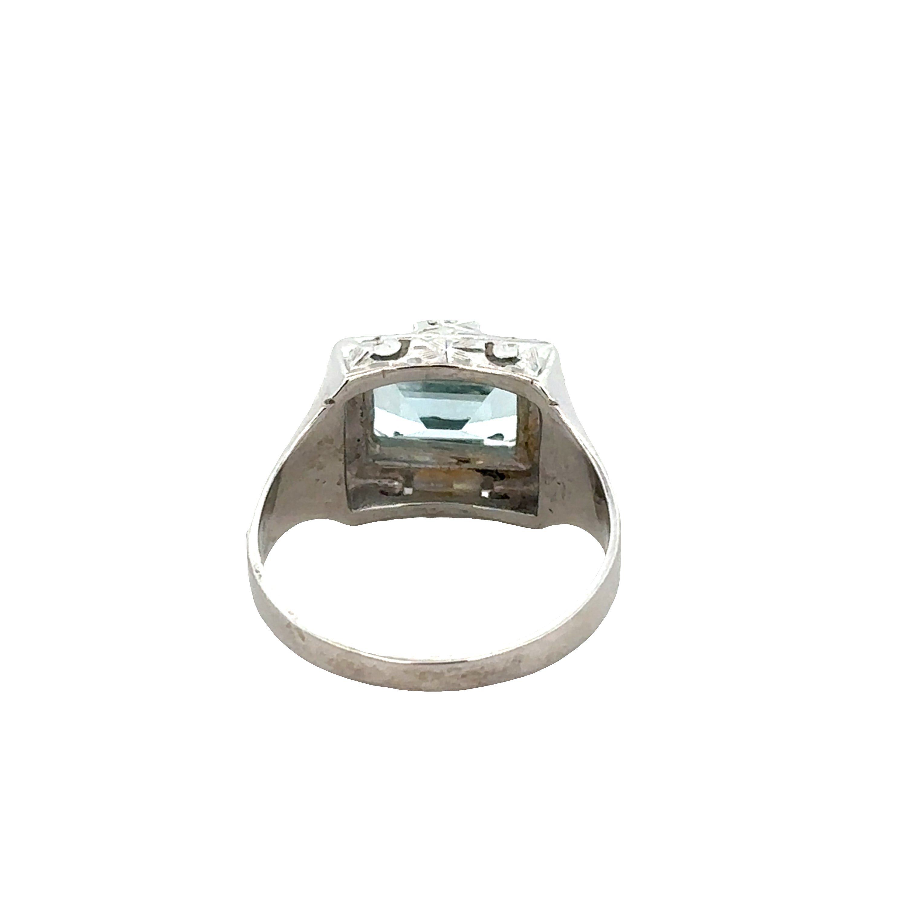 Vintage 14k White Gold Aquamarine Ring – Size 9