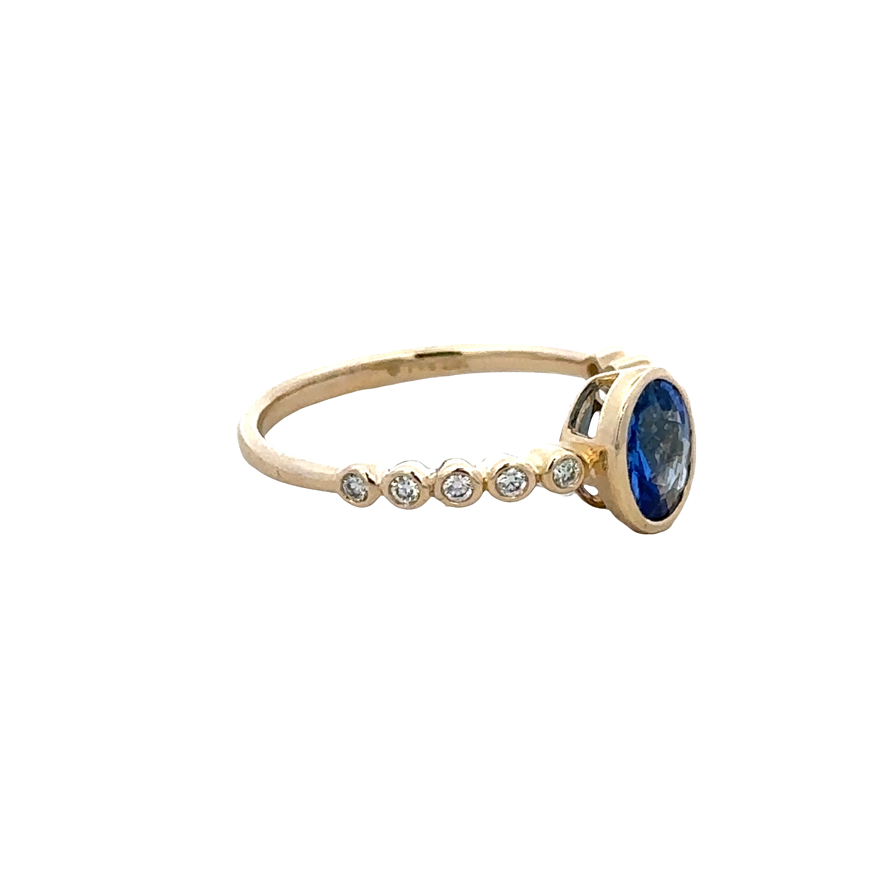 14k Yellow Gold Sapphire & Diamond Ring – Size 6.5