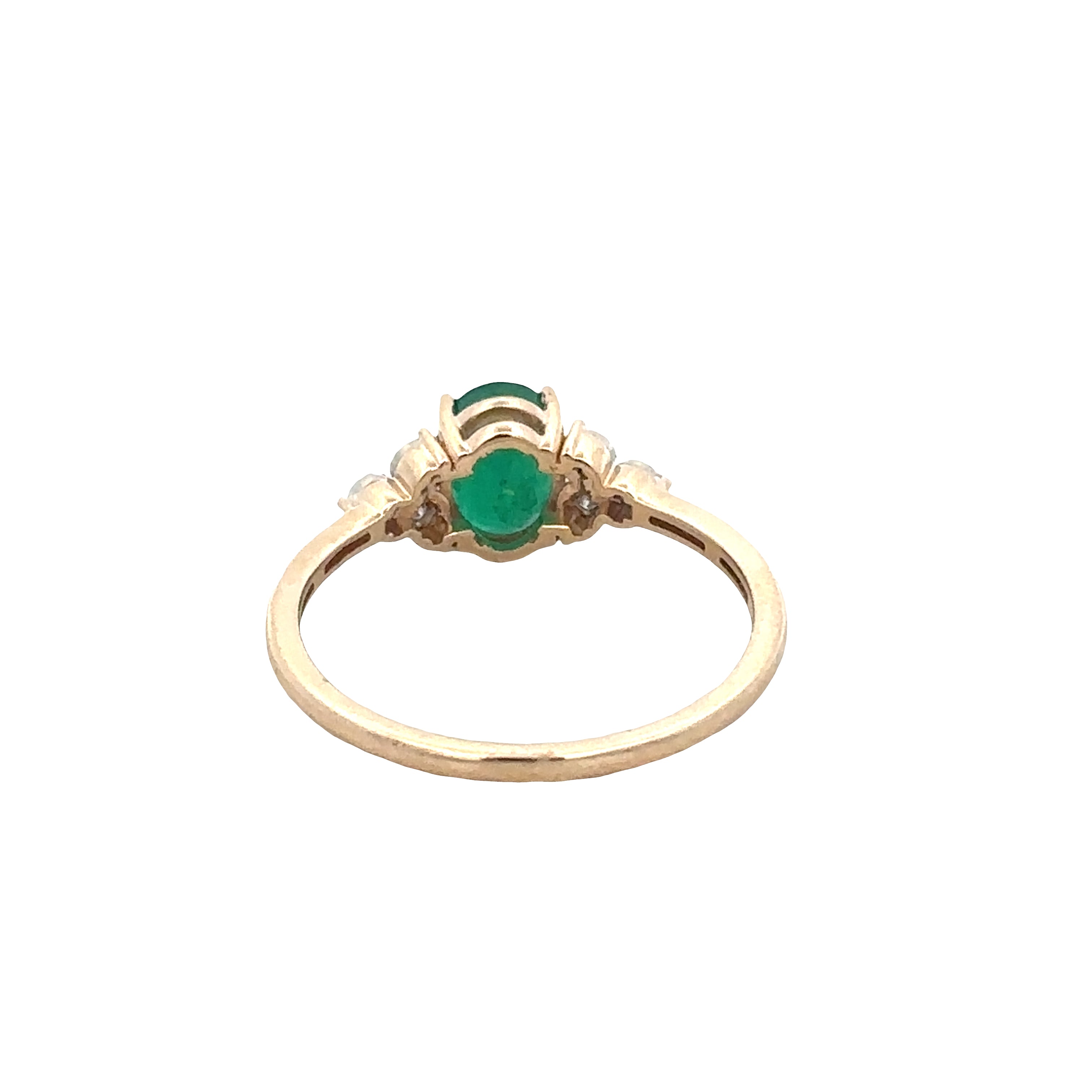 14k Yellow Gold Emerald & Diamond Cluster Ring – Size 7