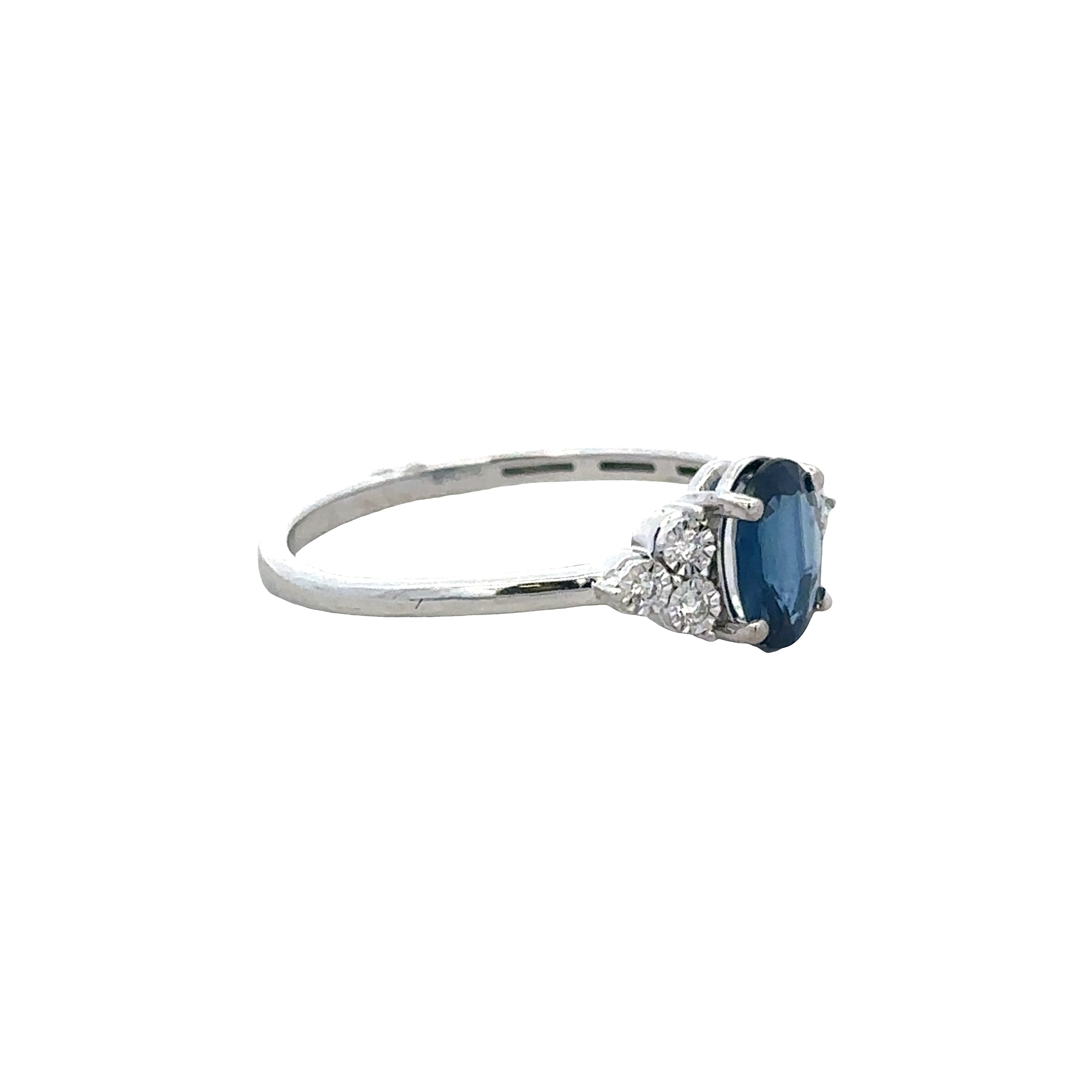14k White Gold Sapphire & Diamond Cluster Ring – Size 7