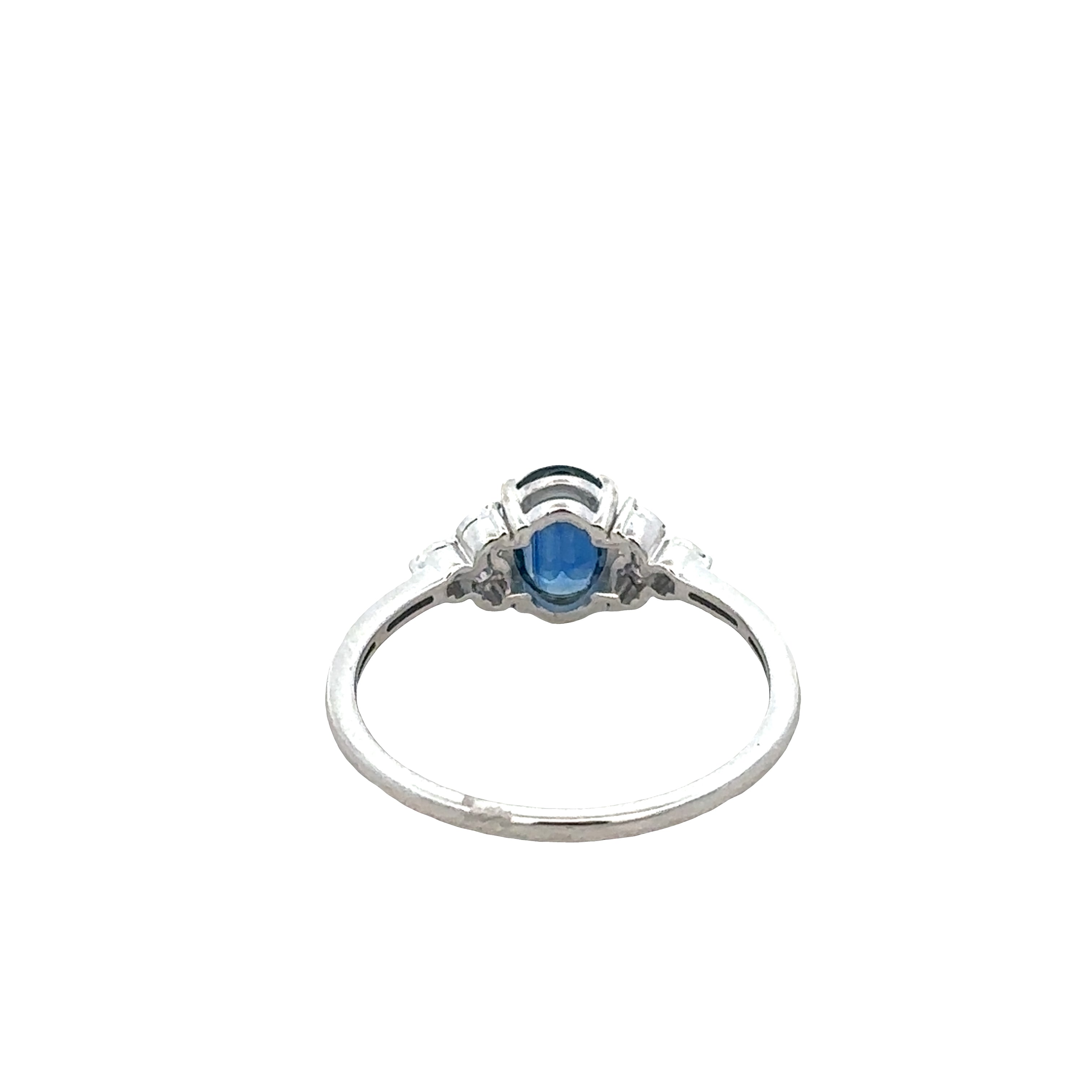 14k White Gold Sapphire & Diamond Cluster Ring – Size 7