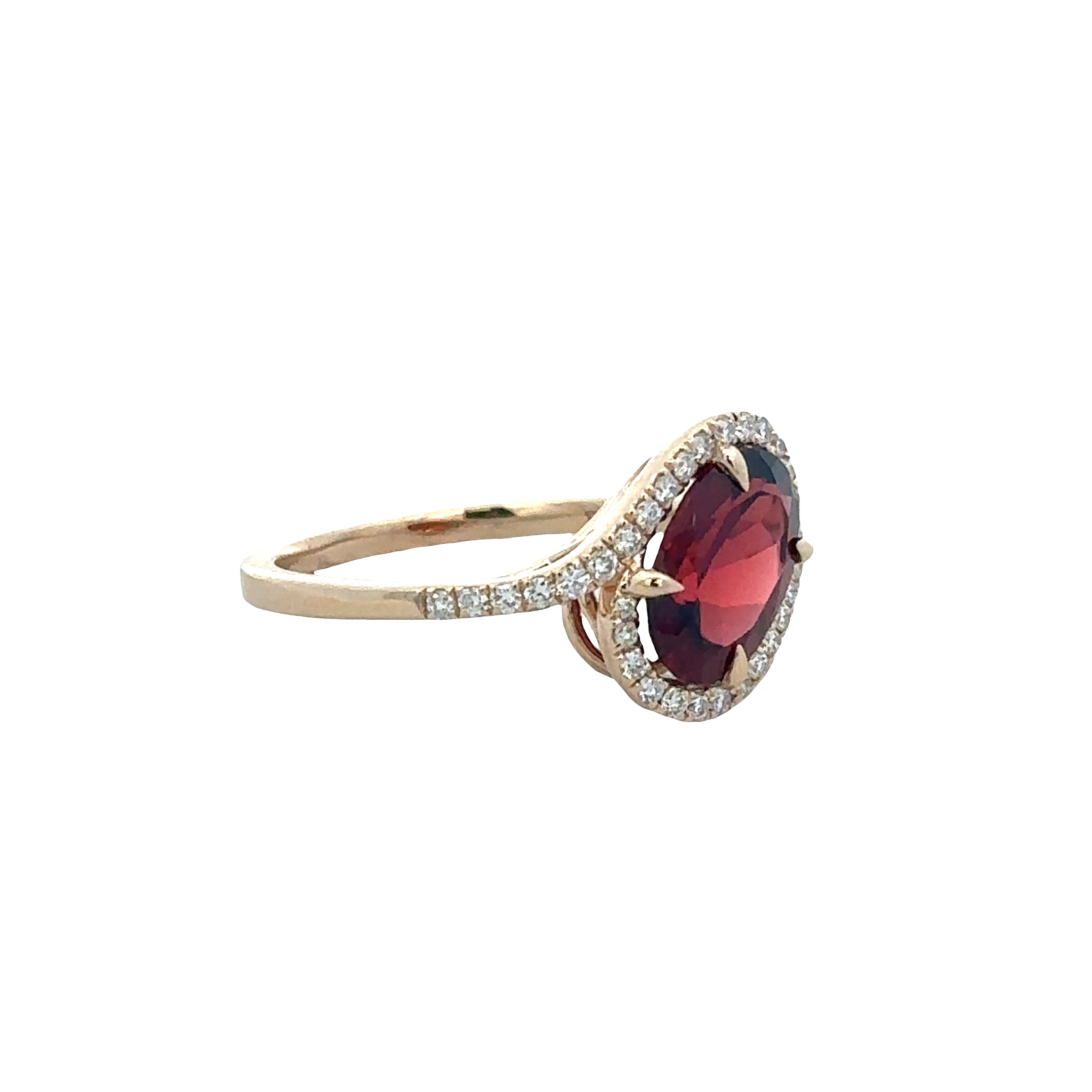 14k Yellow Gold Garnet & Diamond Bypass Ring – Size 7