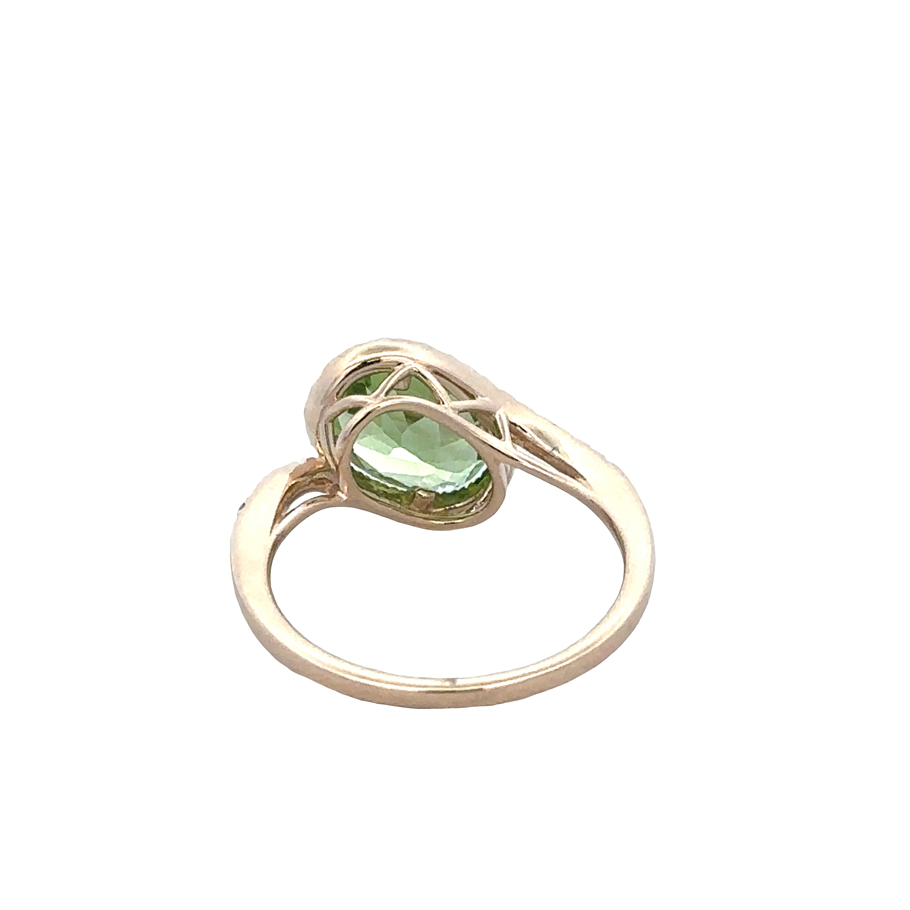 14k Yellow Gold Peridot & Diamond Bypass Ring – Size 7