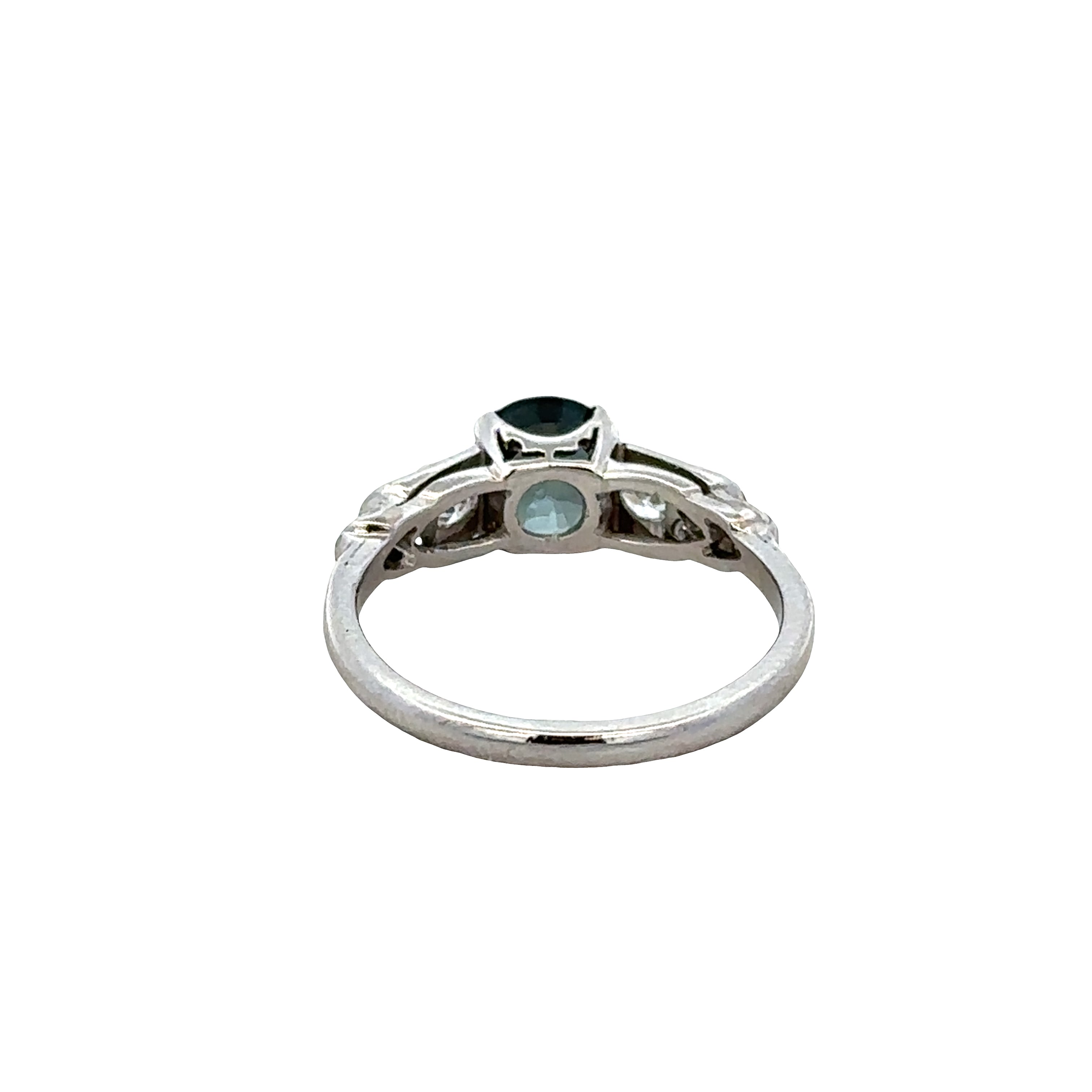 Platinum Spinel & Diamond Three-Stone Ring – Size 5.5