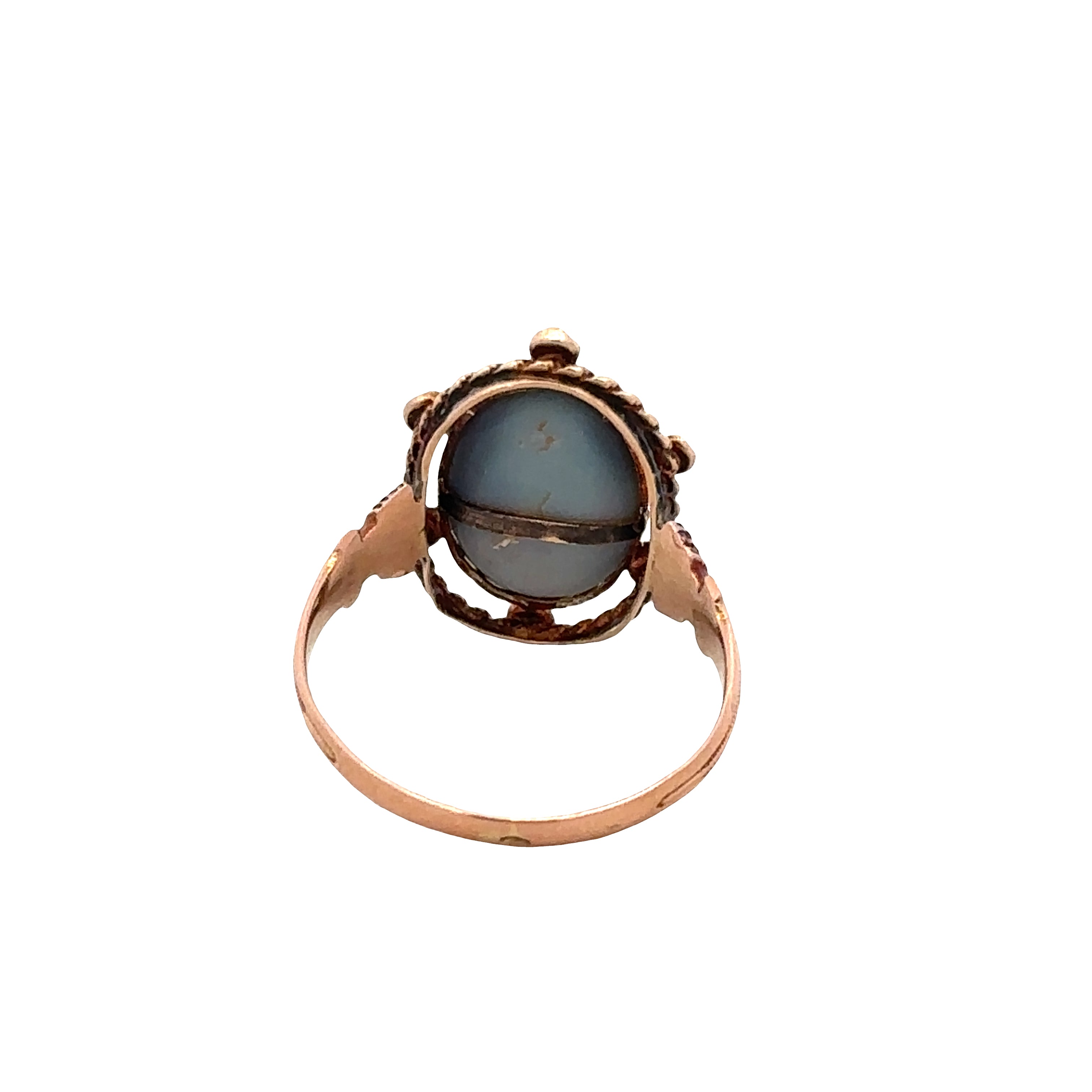 Antique 18k Rose Gold Opal & Rose-Cut Diamond Ring – Size 5.75