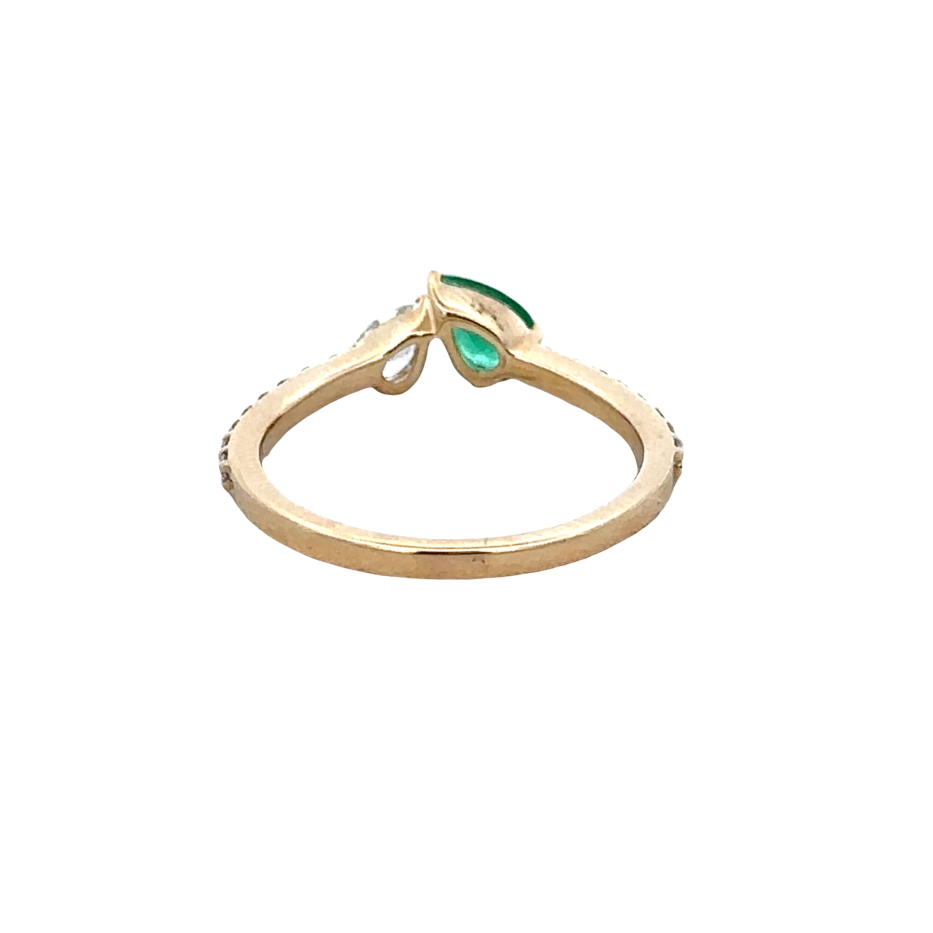 14k Yellow Gold Emerald & Diamond Toi et Moi Ring – Size 6.25